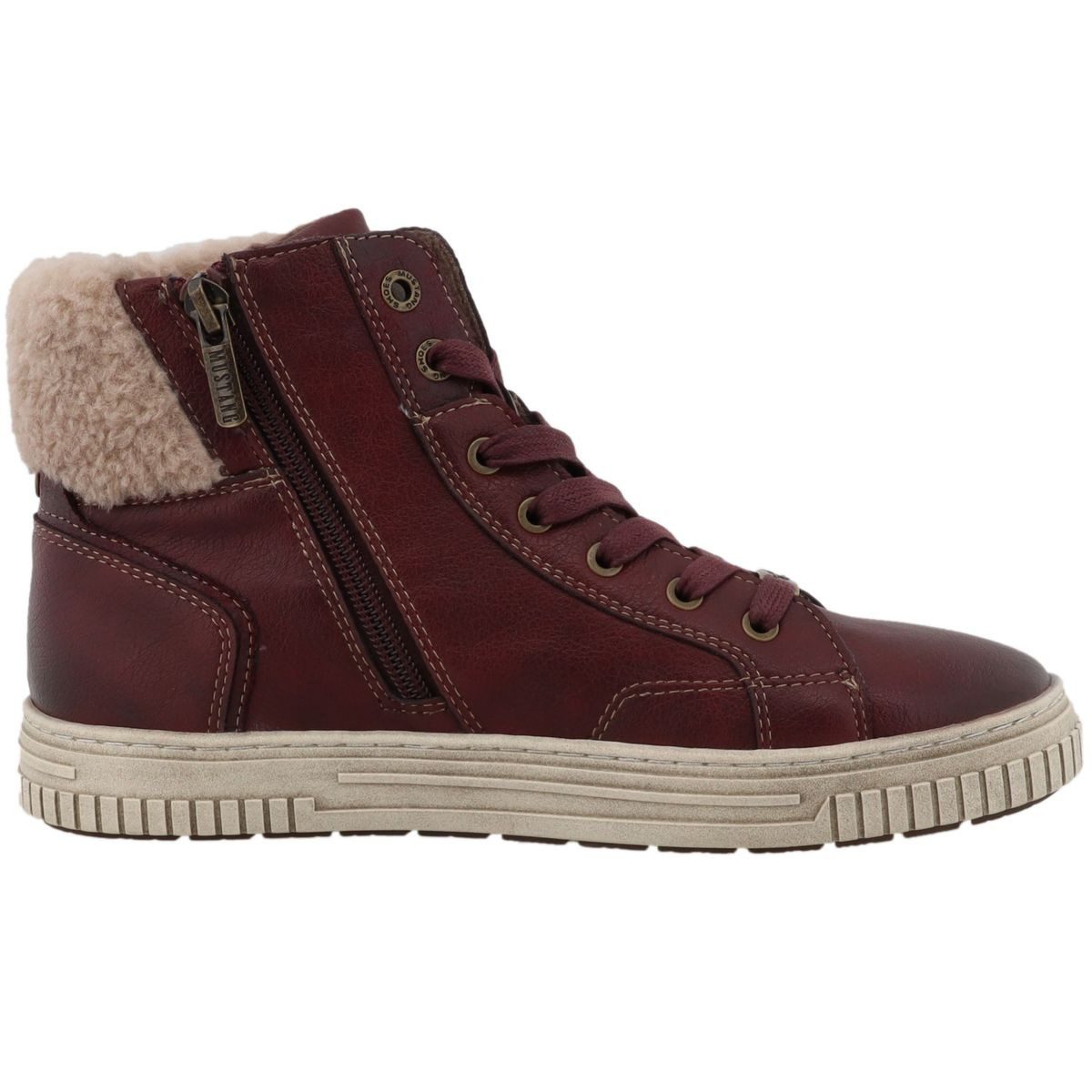 Mustang Shoes 15M0102002-bordo Stiefelette Modischer High Top Sneaker aus Kunstleder und Fleecefutter