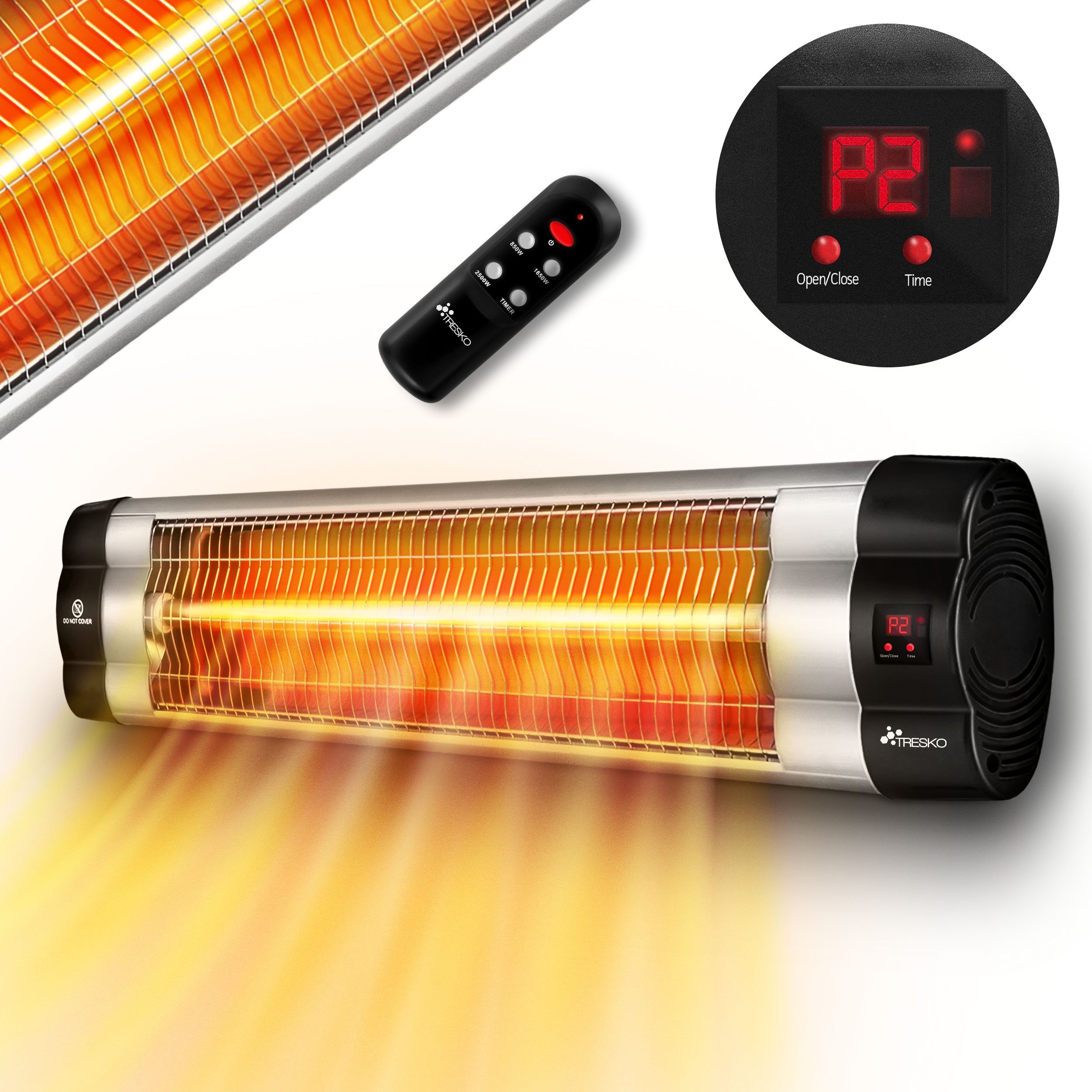 TRESKO Heizstrahler Infrarot Heizstrahler mit Fernbedienung, 3 Stufen & LED günstig online kaufen