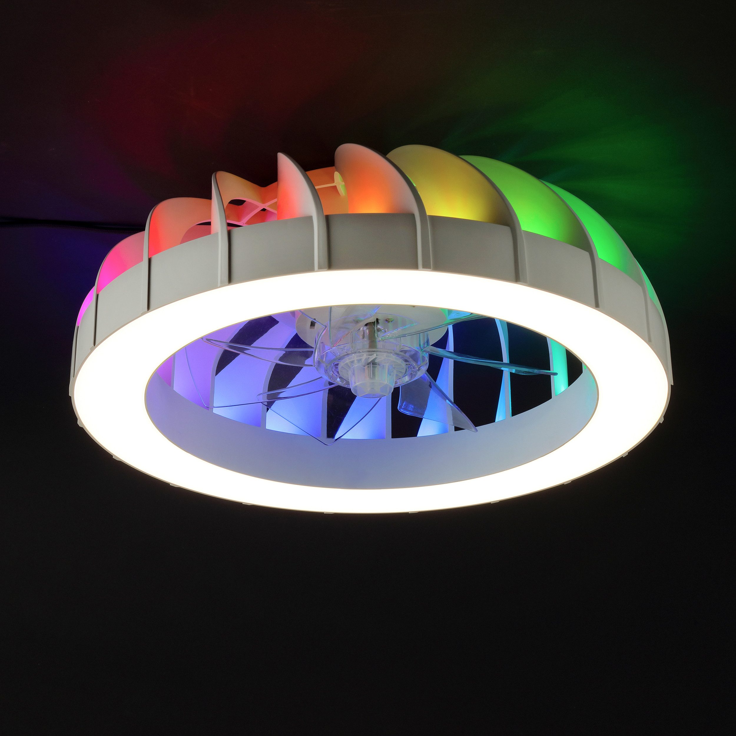 Brilliant LED Deckenleuchte Fanora, CCT - über Fernbedienung, Dimmfunktion, Farbwechsel, Nachtlichtfunktion, RGB, Timerfunktion, Ventilatorfunktion, LED fest integriert, warmweiß - kaltweiß, LED Ventilator Leuchte, 46 cm, 4300 lm, 2700-6500K, dimmbar, RGB