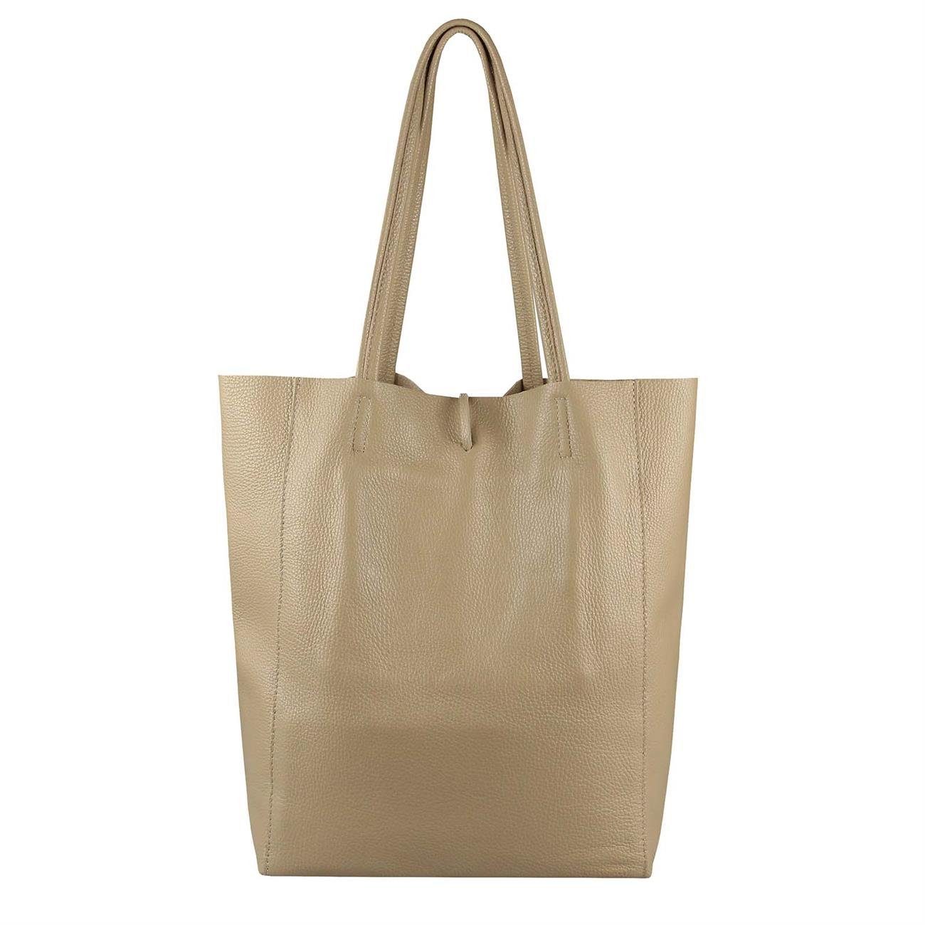 ITALYSHOP24 Schultertasche Made in Italy Damen Premium Leder SHOPPER Tasche HOBO Umhängetasche, Echtleder Business Bag leicht groß klassisch sicher geräumig Beutel