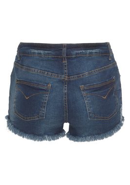 Buffalo Jeanshotpants mit Fransen am Saum, Shorts aus elastischer Baumwolle
