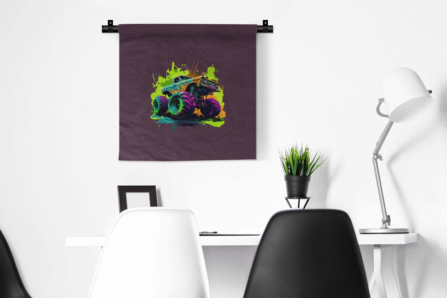 Wanddekoobjekt Kleid, - Wohnzimmer, Neon - Monstertruck - MuchoWow Wanddeko Kinderzimmer Schlafzimmer, Auto für Grün Wandbehang, Design, -