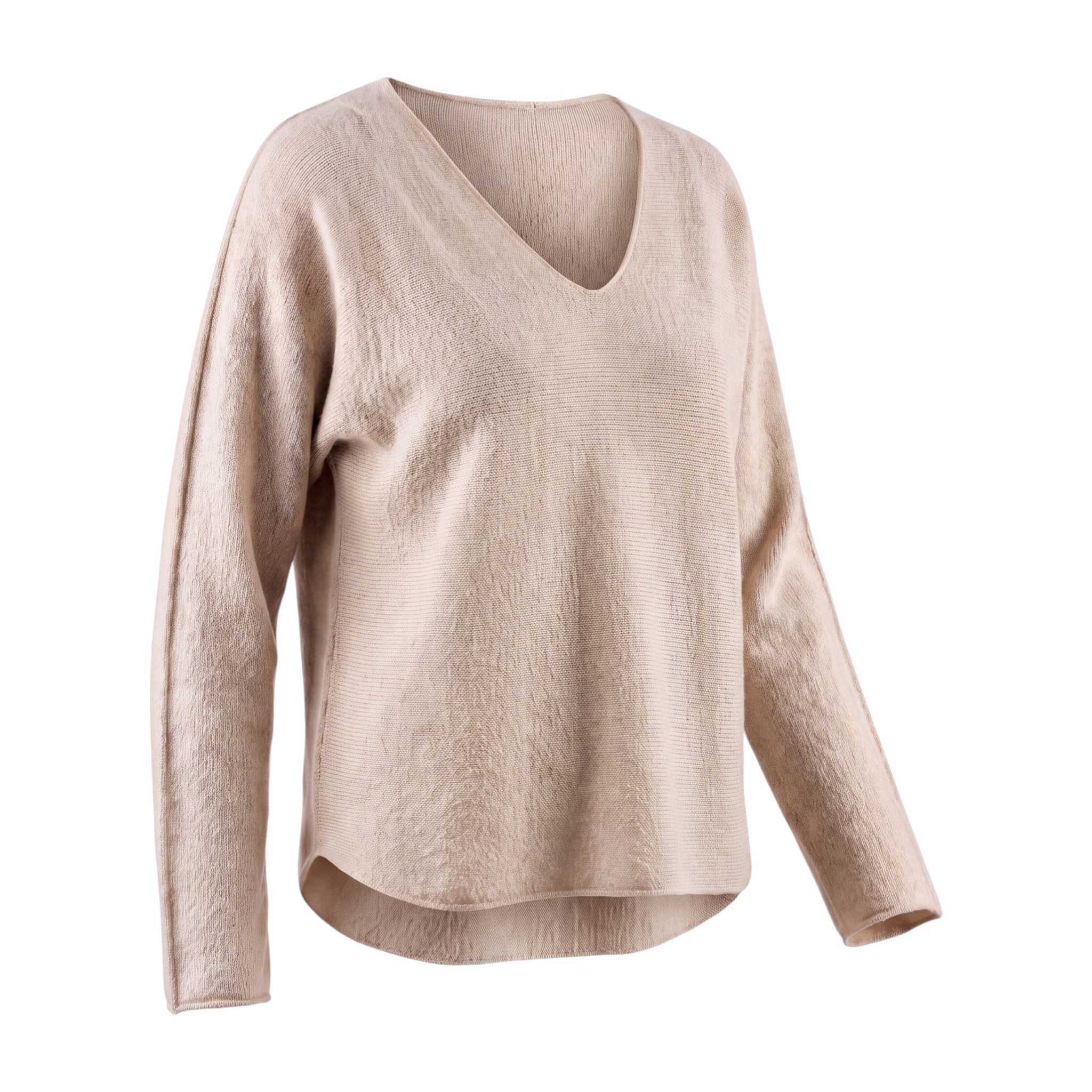 OriginalYou Langarmshirt Strickpullover Damen V-Ausschnitt Sweatshirt Langarm in Unifarbe, aus softer Viskose, V-Ausschnitt