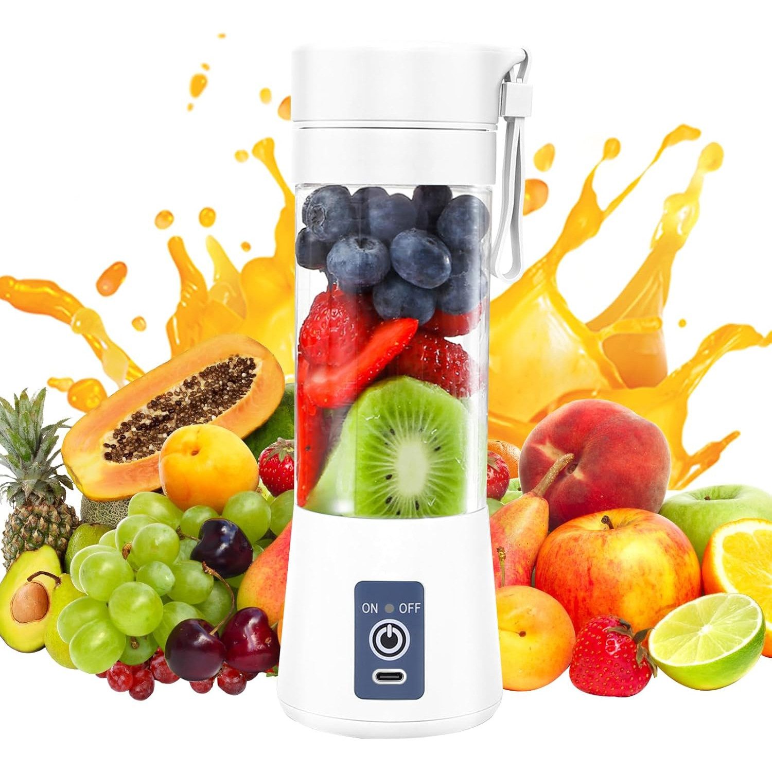 TUWENA Standmixer Tragbarer Mini-Mixer 380ml mit 6 Klingen aus Edelstahl Wiederaufladbar, für Smoothies und Shakes Reisen und Küche