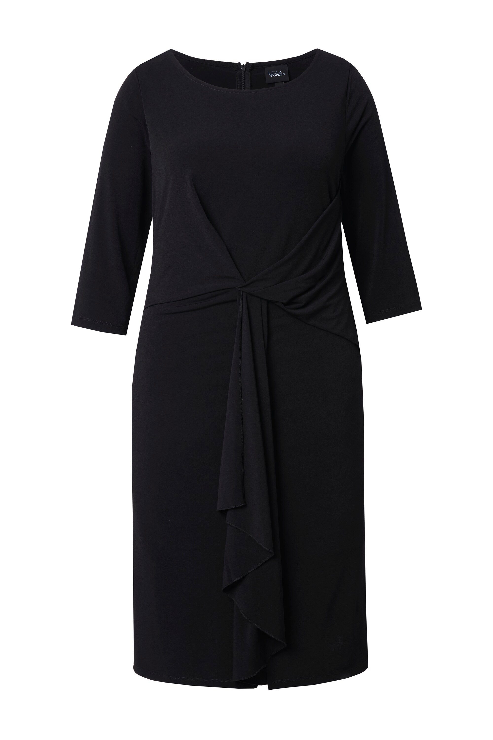Midikleid Midikleid Drapierung Rundhals ärmellos