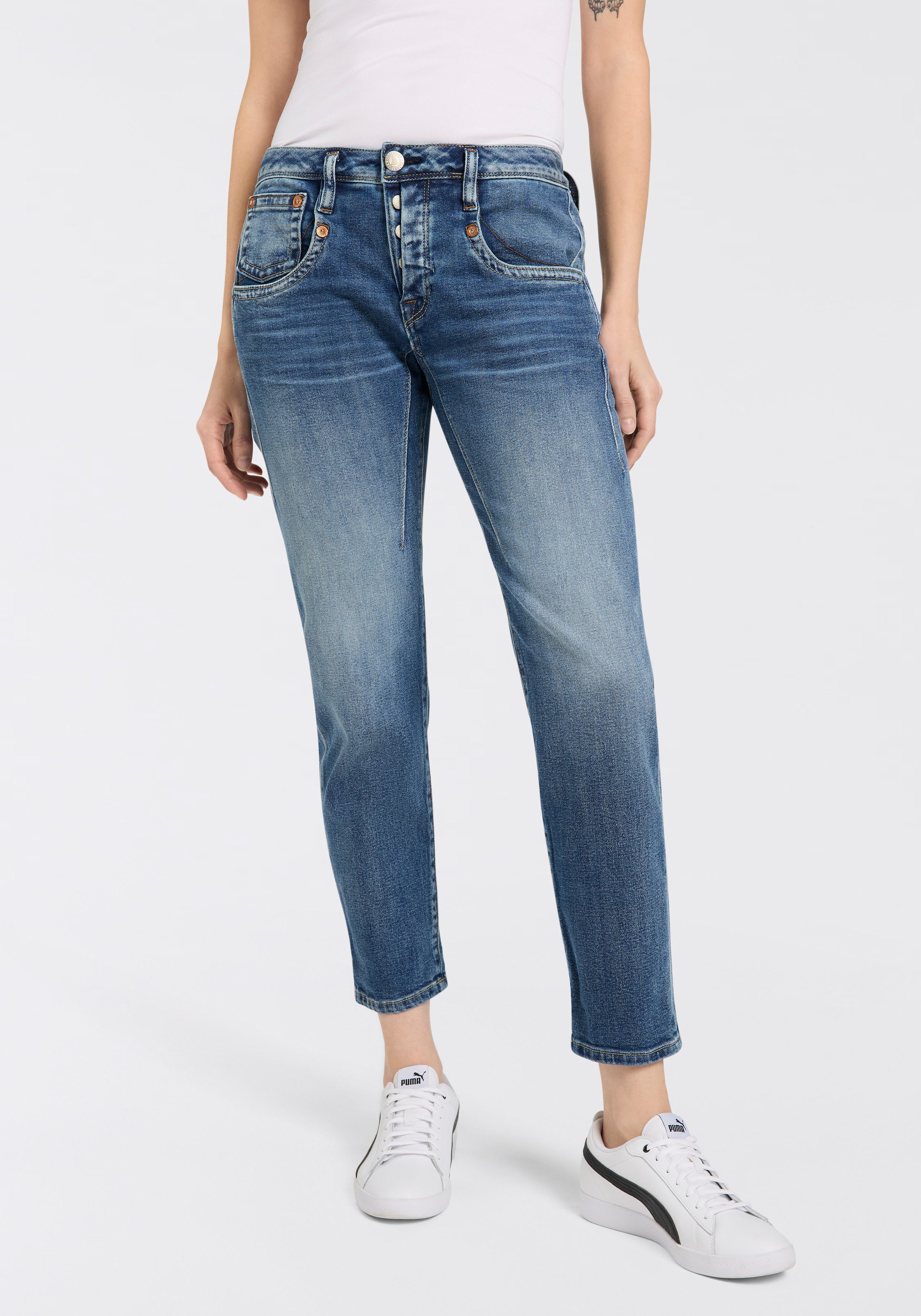 Herrlicher 7/8-Jeans Shyra Cropped Denim Comfort mit halb verdeckter Knopfl günstig online kaufen