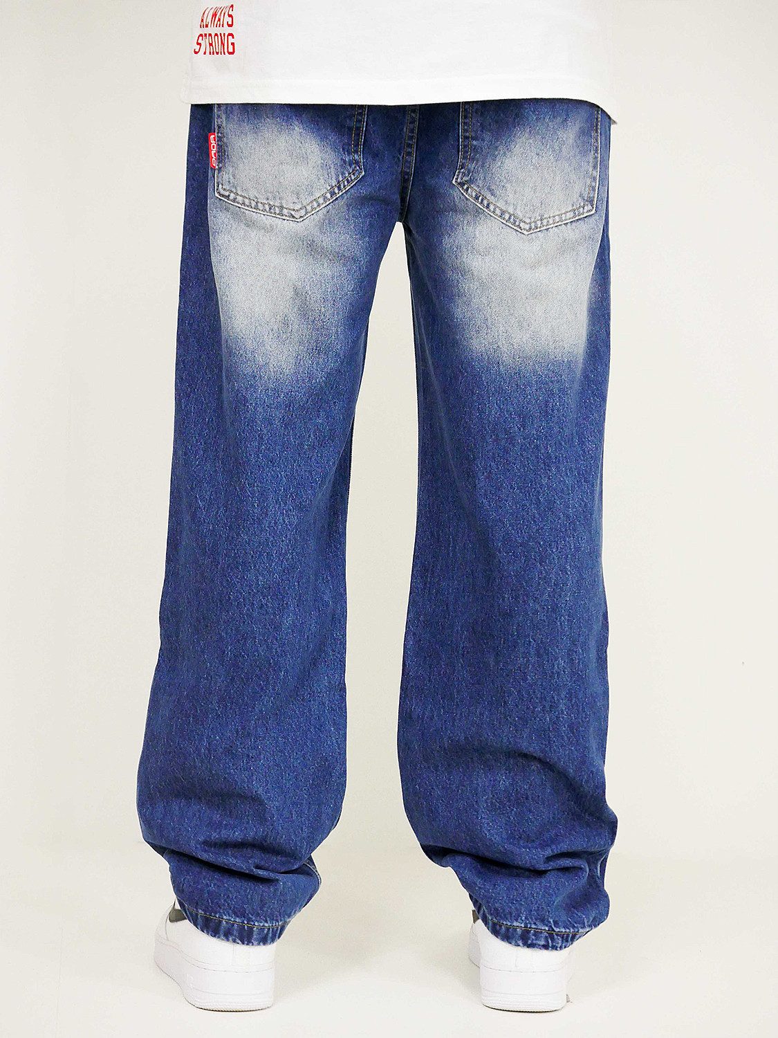 DADA Supreme Regular-fit-Jeans Mit Frontprint und Used-Effekten Loose Denim Logo Destroyed