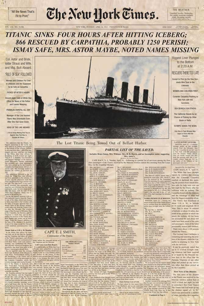 Poster Titanic - Poster - Newspaper günstig online kaufen