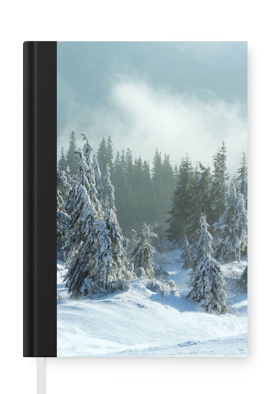 MuchoWow Notizbuch Wald - Schnee - Winter, Journal, Merkzettel, Tagebuch, Notizheft, A5, 98 Seiten, Haushaltsbuch