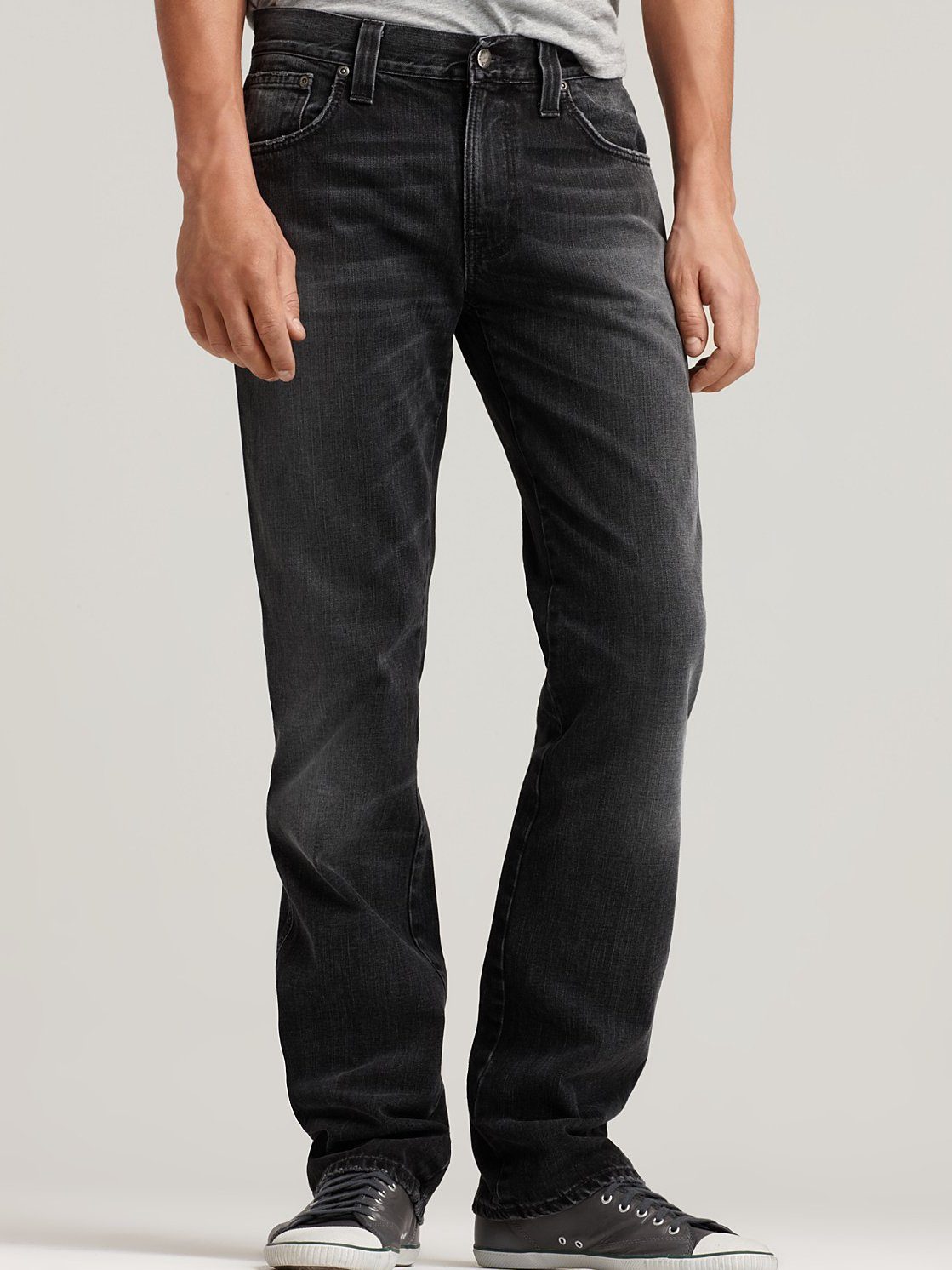 Nudie Jeans Regular-fit-Jeans Herren Straight Hose Vintage Schwarz - Slim  Jim U. Black Twill