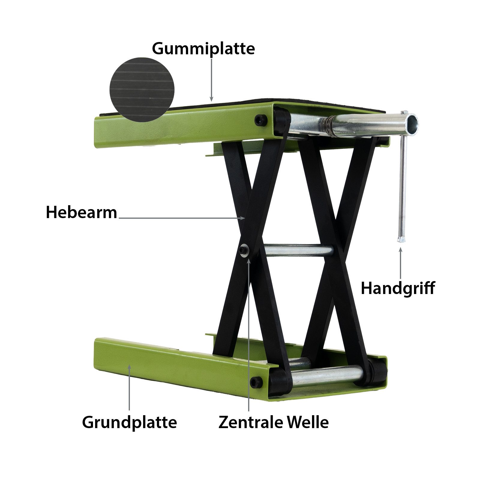 TRUTZHOLM Druckluftgeräte-Set Kurbelheber Montagebock Scherenheber höhenverstellbar bis 500 kg