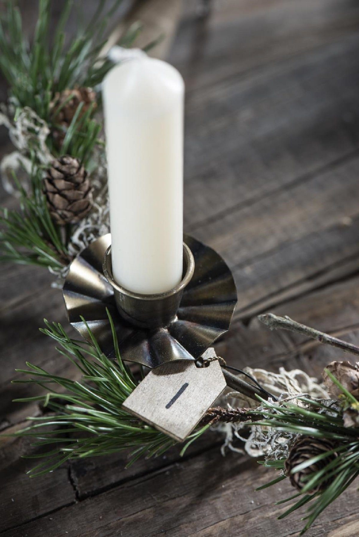 Holz Laursen (4er Set IB Adventsanhänger) Zahlen Geschenk Windlicht Set 1-4 Weihnachten natur Laursen Kerze Ib Anhänger Advents