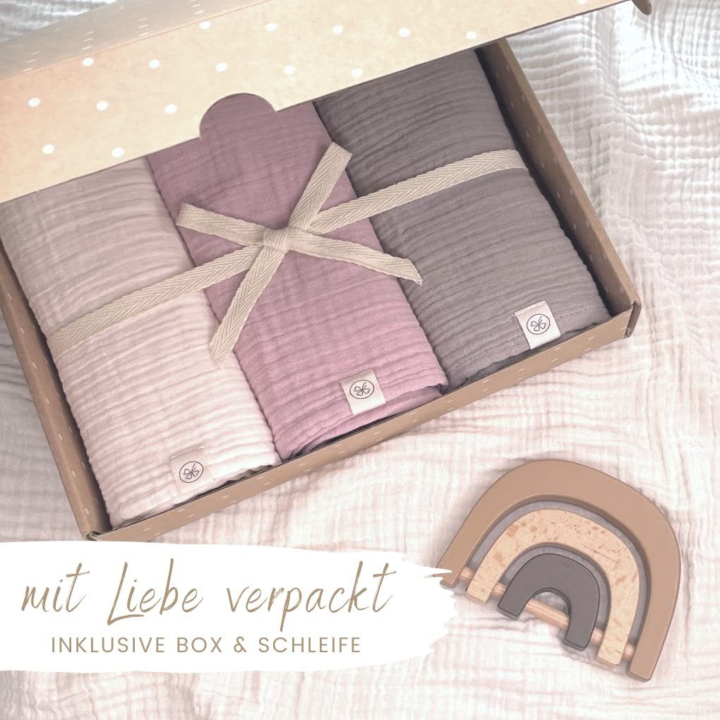 Babydecke Mulltücher 3er-SET gekreppt, Spucktuch 64x64 günstig online kaufen
