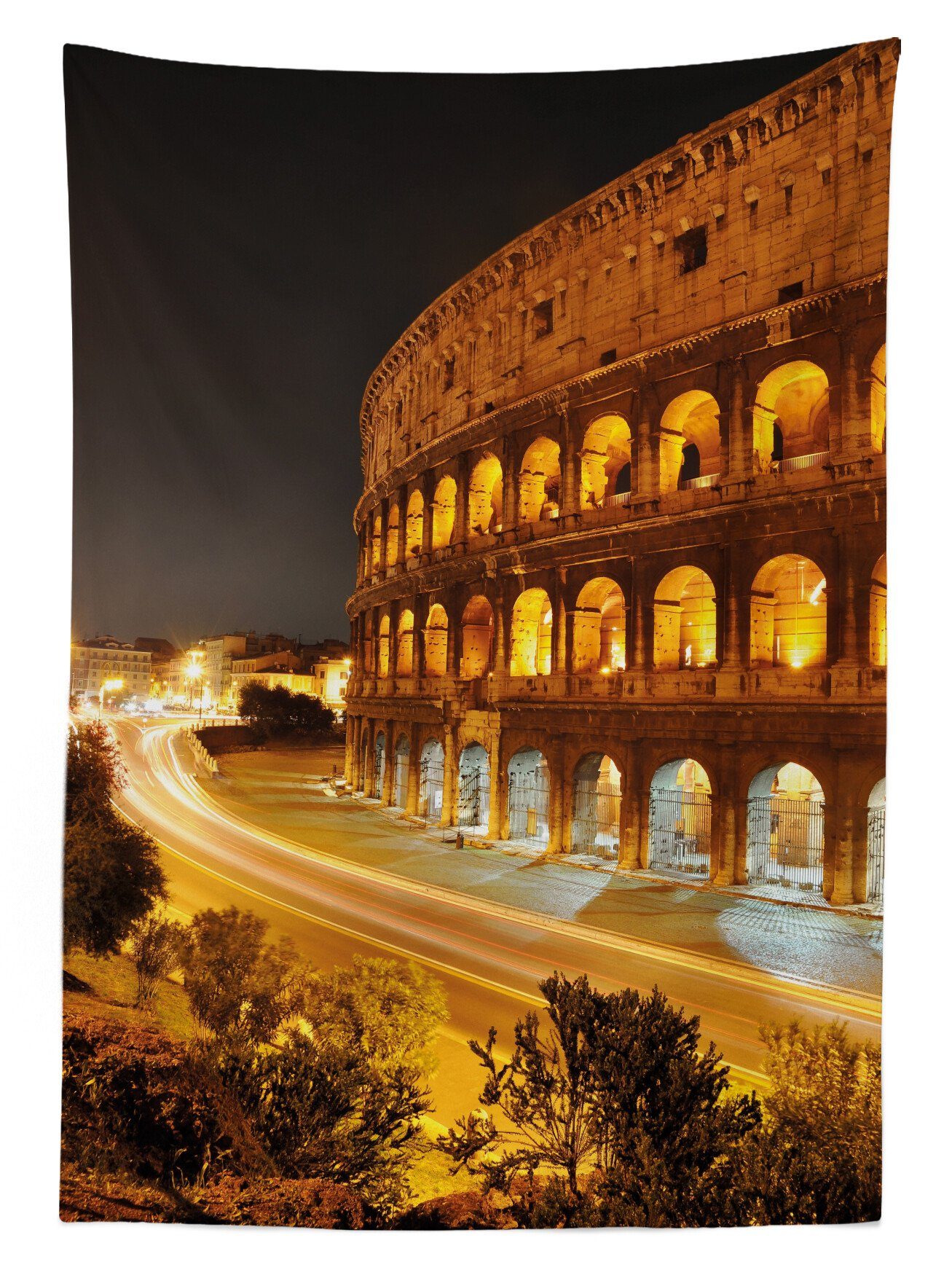 Nacht Colleseum Waschbar Bereich Außen geeignet bei Italien Tischdecke Rom den Für Farbfest Abakuhaus Klare Farben,