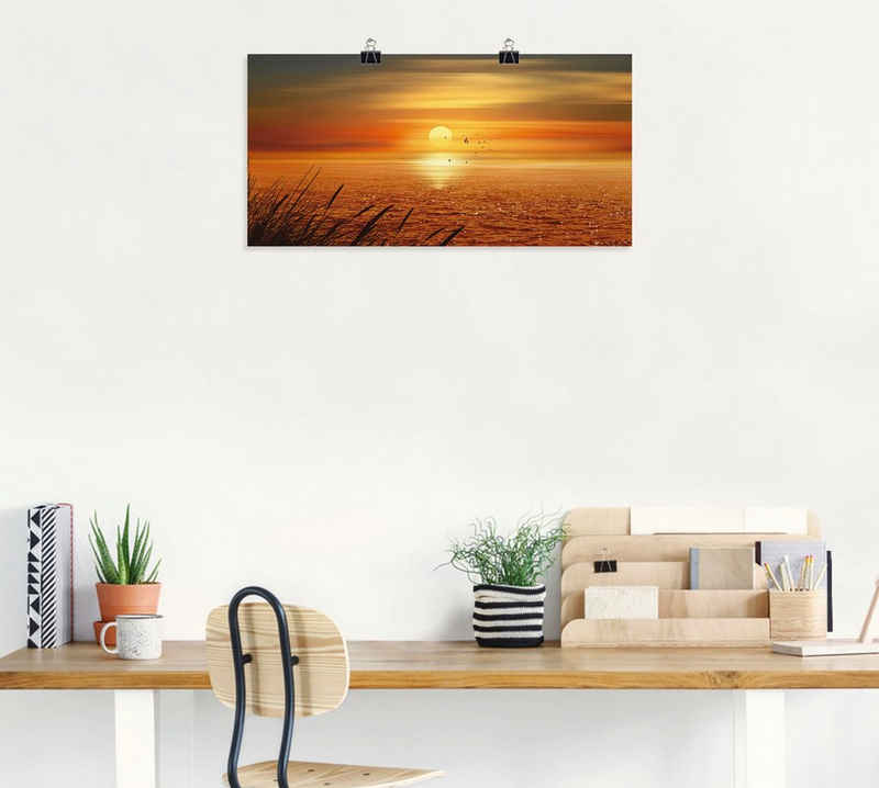 Artland Wandbild Sonnenuntergang über dem Meer, Sonnenaufgang & -untergang (1 St), als Leinwandbild, Poster, Wandaufkleber in verschied. Größen