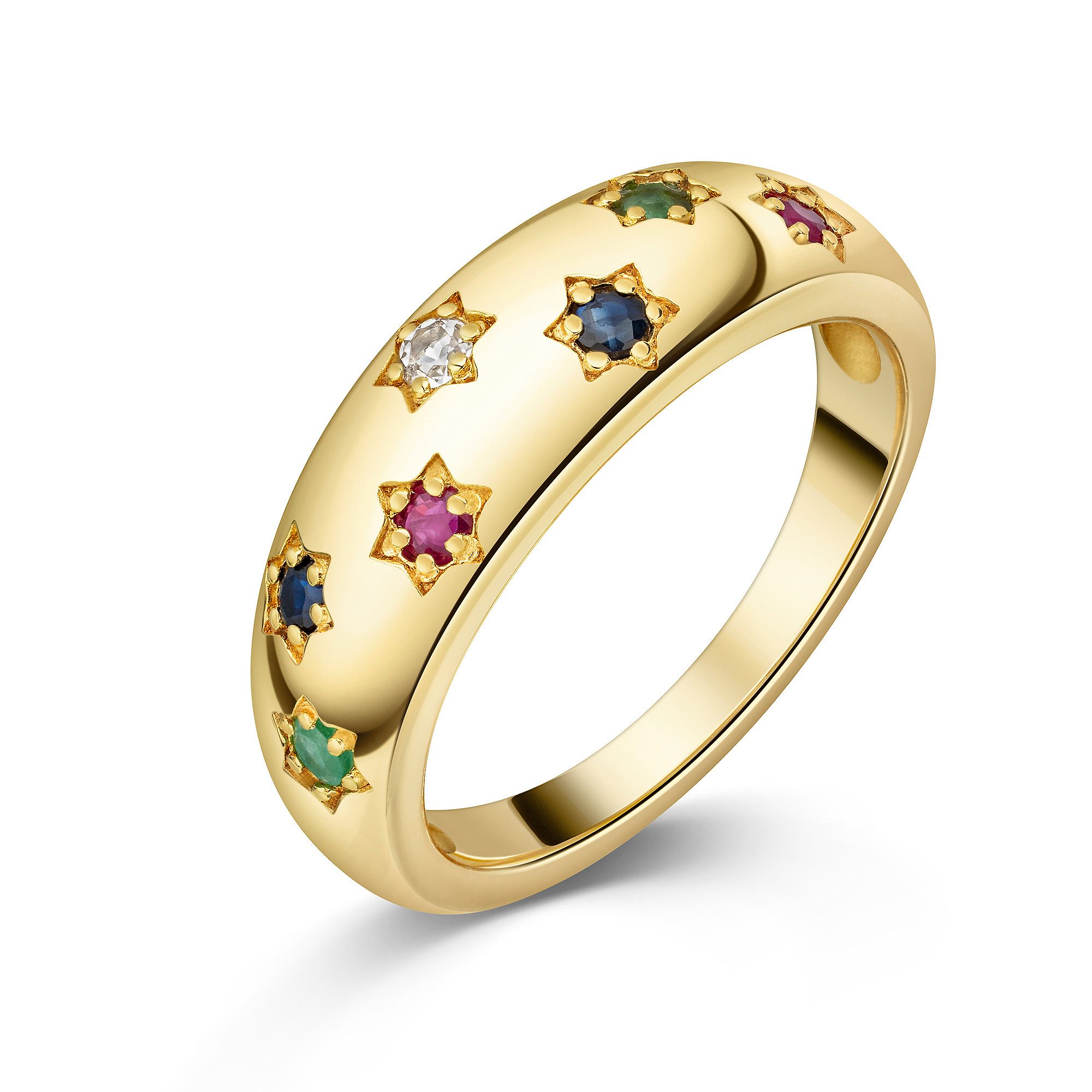 Firetti Fingerring Schmuck Geschenk Silber 925 Damenring Ring Blumen, mit Rubin, Saphir, Smaragd, Weißtopas