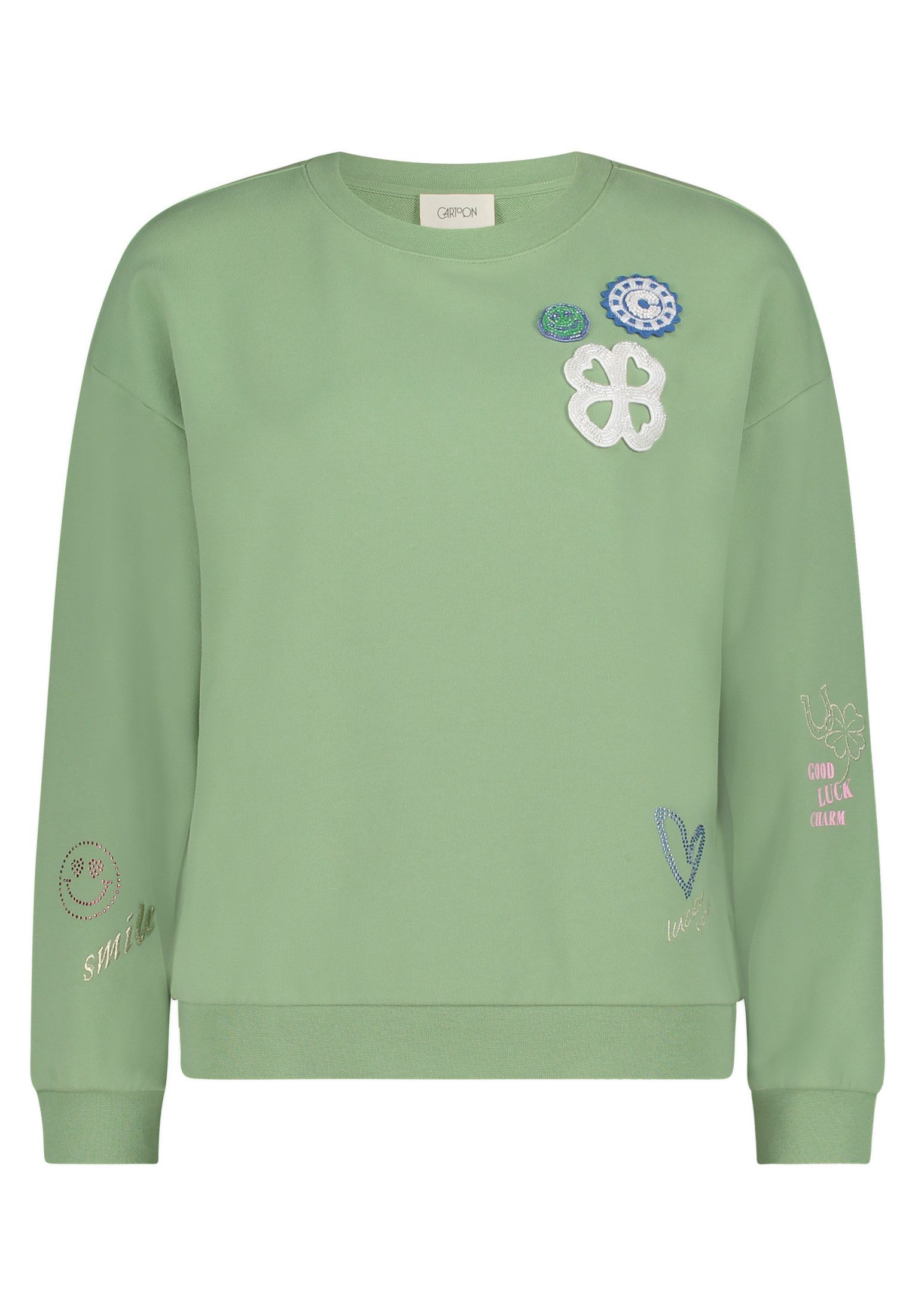 Cartoon Sweatshirt Damen mit Rippbündchen
