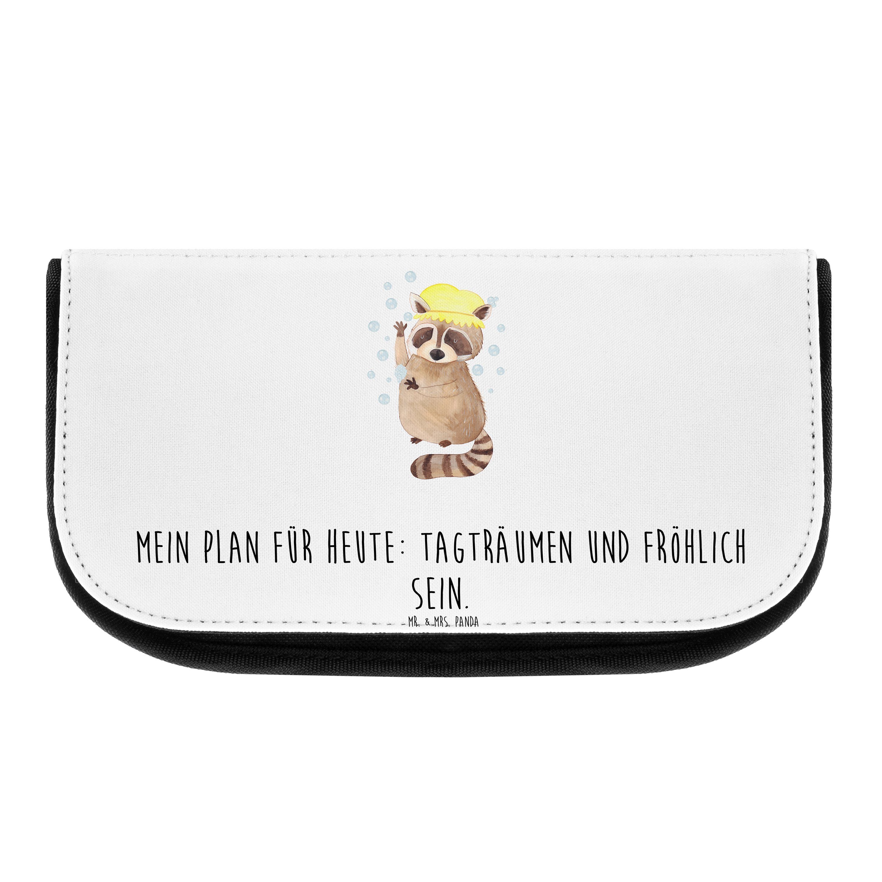 Mrs. Panda Fröhlich, - (1-tlg) K Kosmetikbeutel, Mr. Waschbär Geschenk, Weiß Seifenblasen, - & Kosmetiktasche