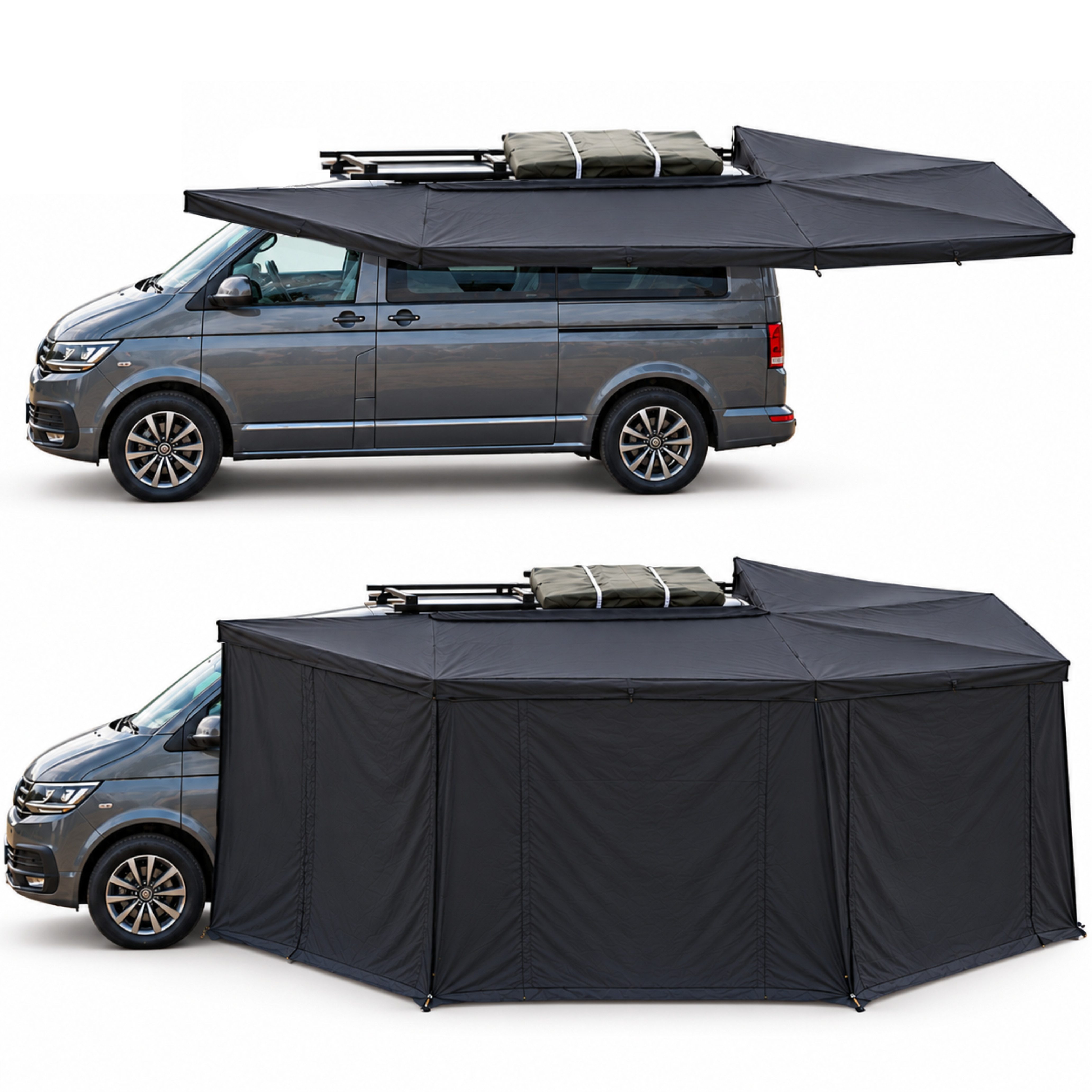 TZIpower Markisenvorzelt 270° Plus Automarkise mit Vorzelt Schwarz 385x201cm oder 474x246cm