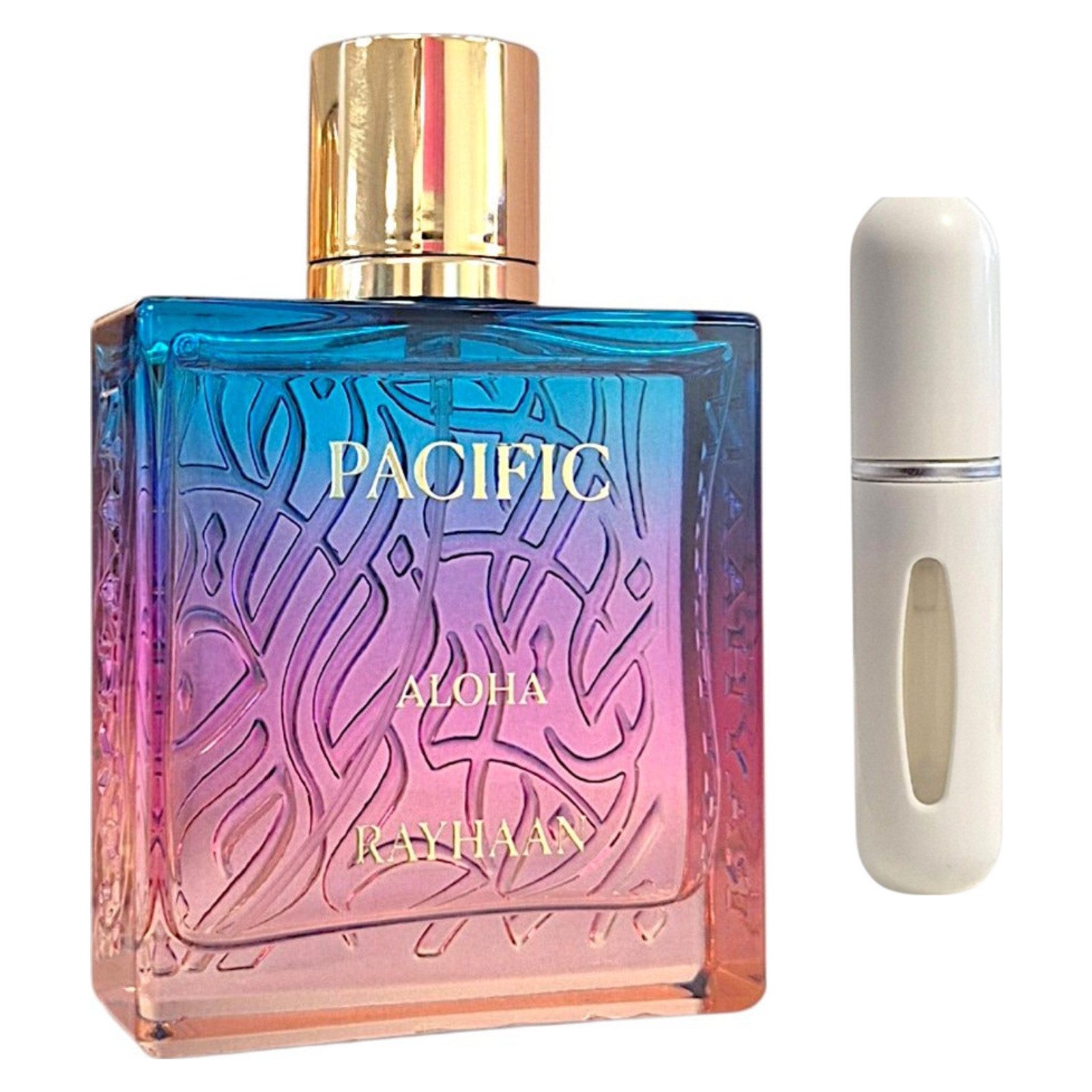 Rayhaan Duft-Set Pacific Aloha EDP 100 ml + Parfümzerstäuber (leer)