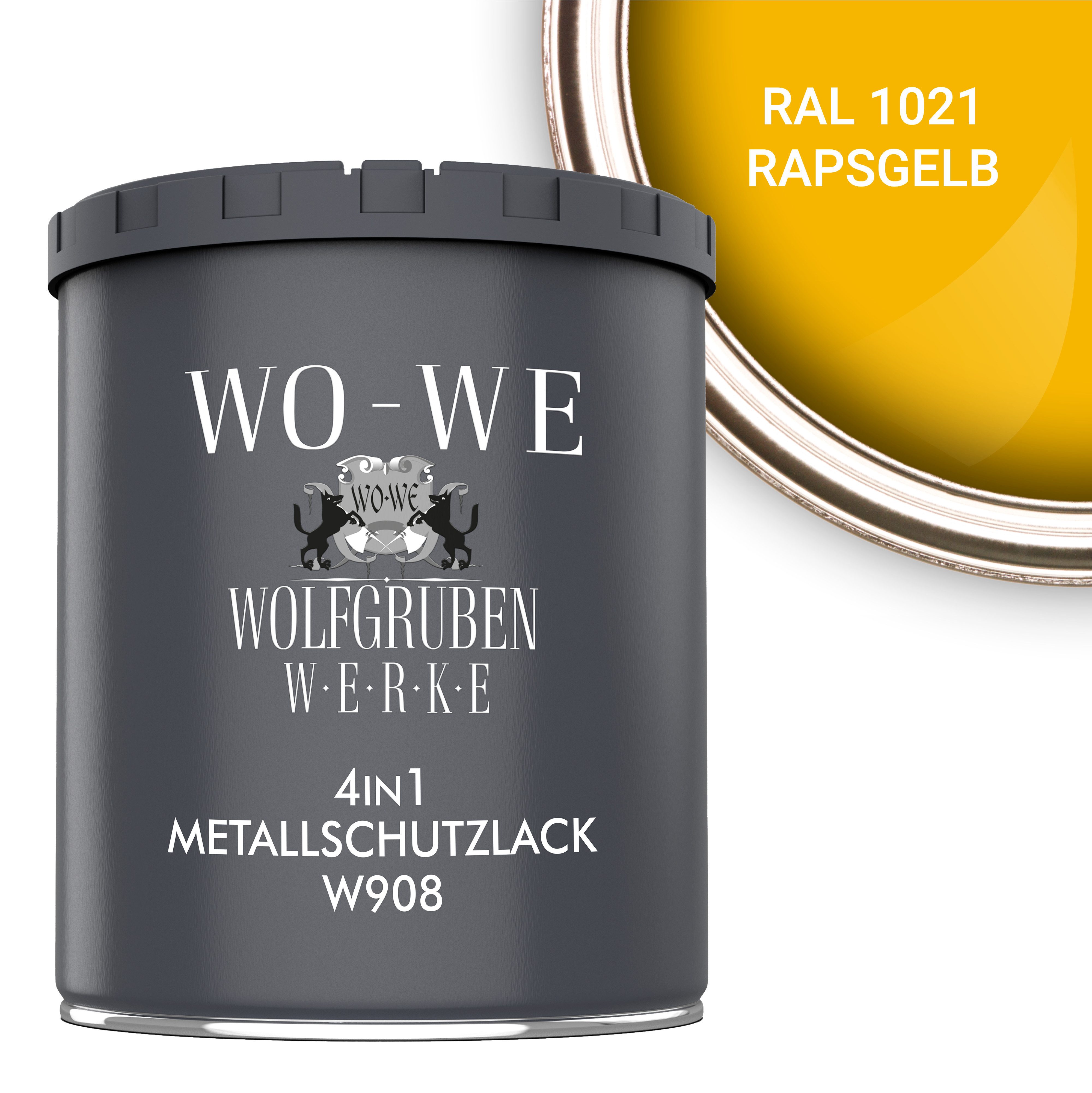 WO-WE Metallschutzlack 4in1 Metalllack Metallfarbe Metallschutzfarbe W908, 0.75L - 2,5L, Außenbereich