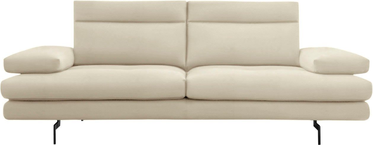 CALIA ITALIA 3-Sitzer Toby Wing, 208 cm breit, Designsofa, hochwertige Verarbeitungsdetails, inkl. Sitztiefenverstellung und Armteilfunktion, Füße in Schwarz matt