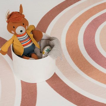 Kinderteppich Niloya 361, Paco Home, rund, Höhe: 12 mm, Spielteppich, Kurzflor, bedruckt, Motiv Regenbogen, waschbar