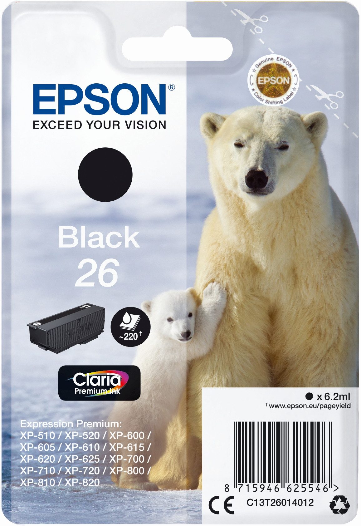 Tintenpatrone Epson T2601 schwarz (6 Stück) Nachfülltinte