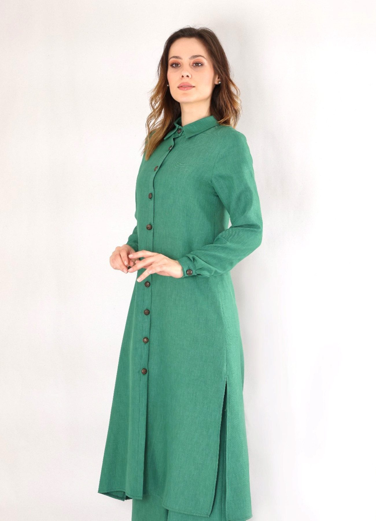 fashionshowcase Longtunika mit Kragen und Knöpfen günstig online kaufen