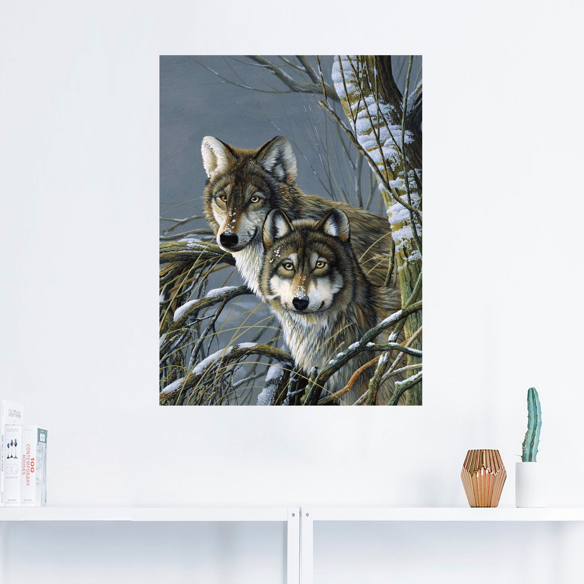 Artland Wildtiere Wandaufkleber versch. Wölfe, St), Poster Wandbild Größen als in Leinwandbild, (1 Zwei oder