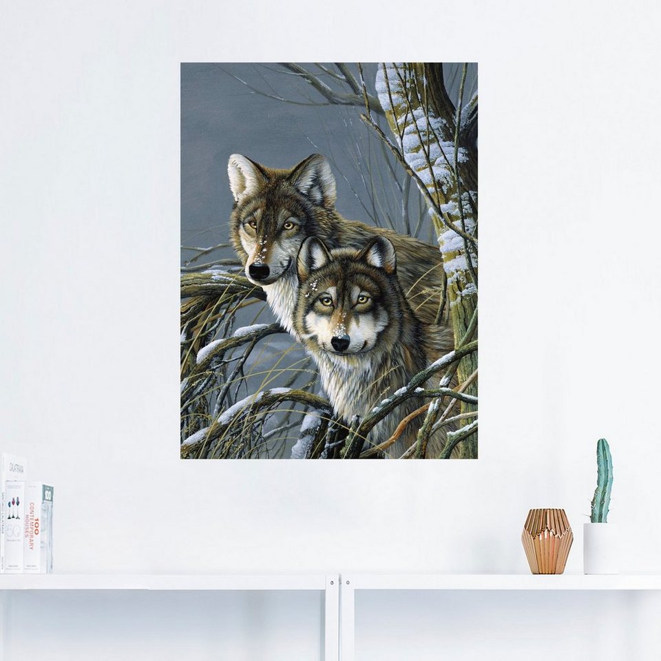 Artland Wandbild Zwei Wölfe, Wildtiere (1 St), als Leinwandbild,  Wandaufkleber oder Poster in versch. Größen