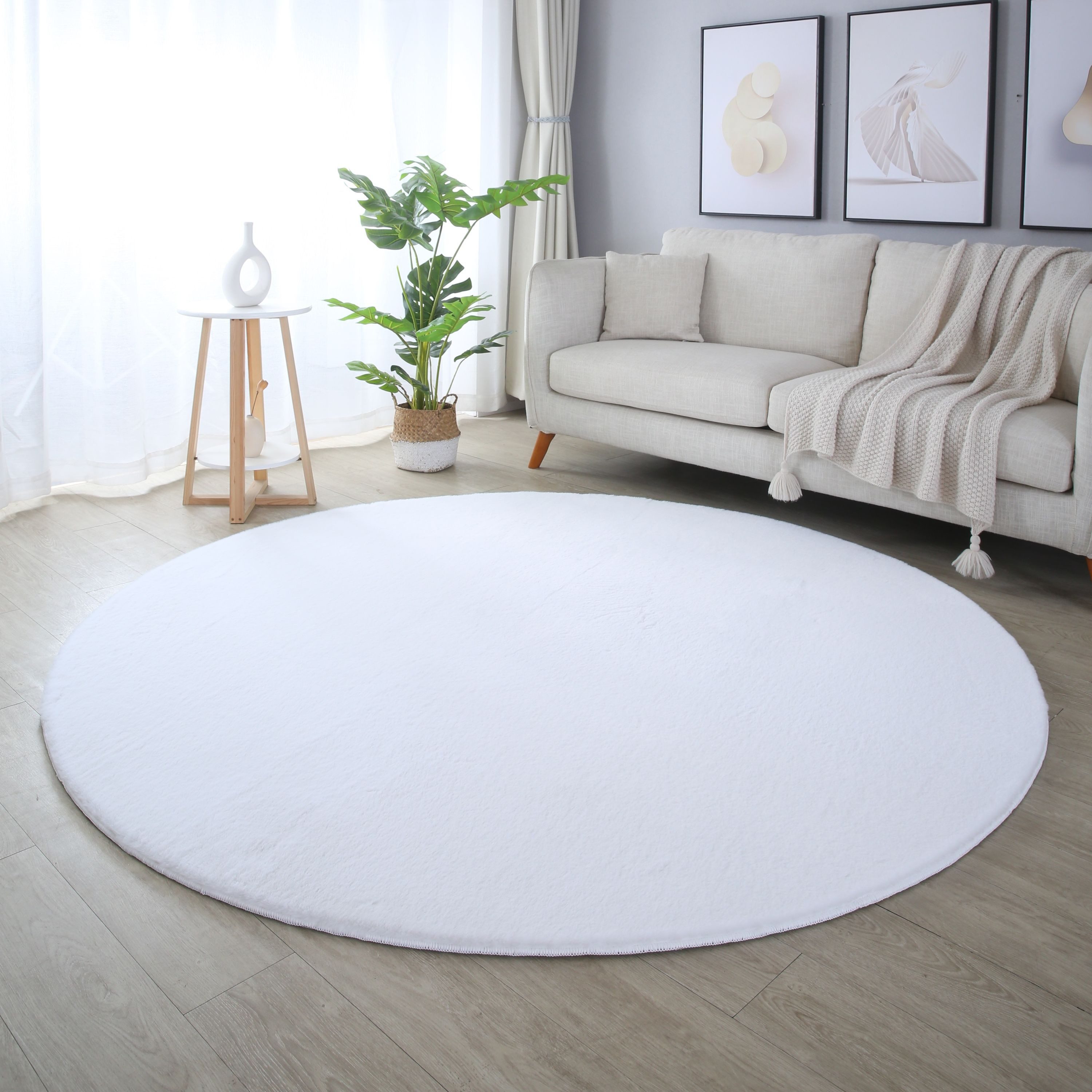 Carpettex Hochflor-Teppich Unicolor - Einfarbig, Rund, günstig online kaufen