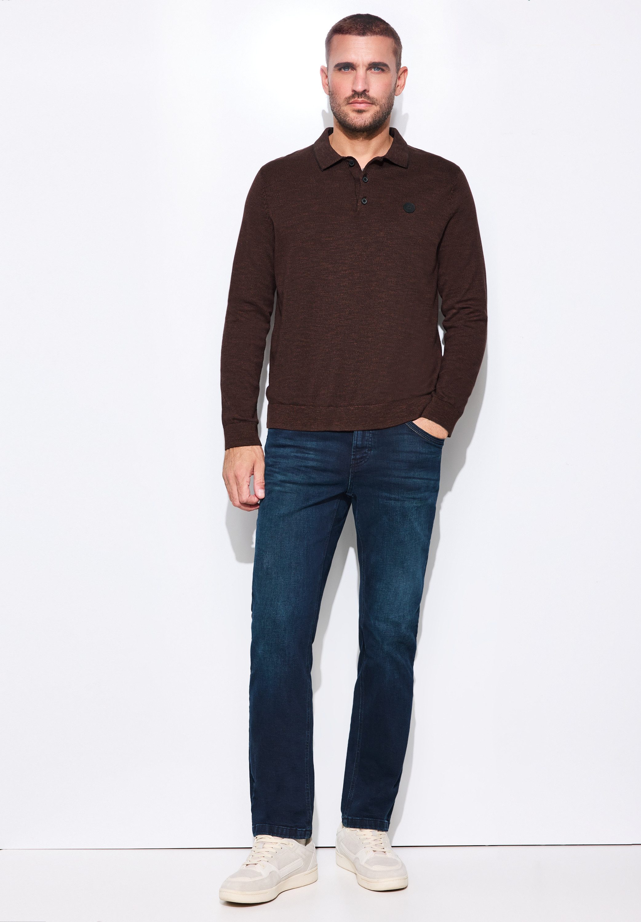 STREET ONE MEN Strickpullover mit Mouliné Garn