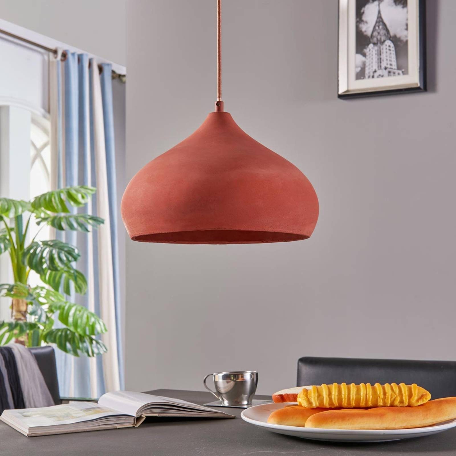 Lindby Hängeleuchte Fiona, Terracotta IP20, 1 x 60 W