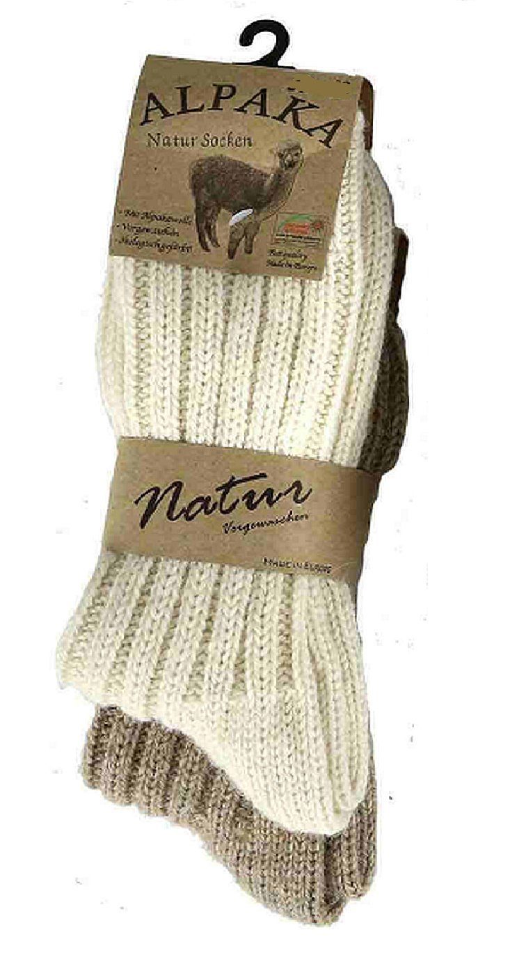 Antonio Socken 2 Paar Alpaka Socken Damen Wollsocken Schafswolle dick  gestrickt