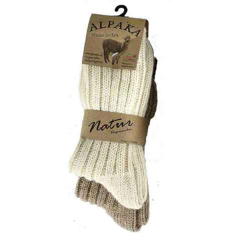 Antonio Socken 2 Paar Alpaka Socken Damen Wollsocken Schafswolle dick gestrickt
