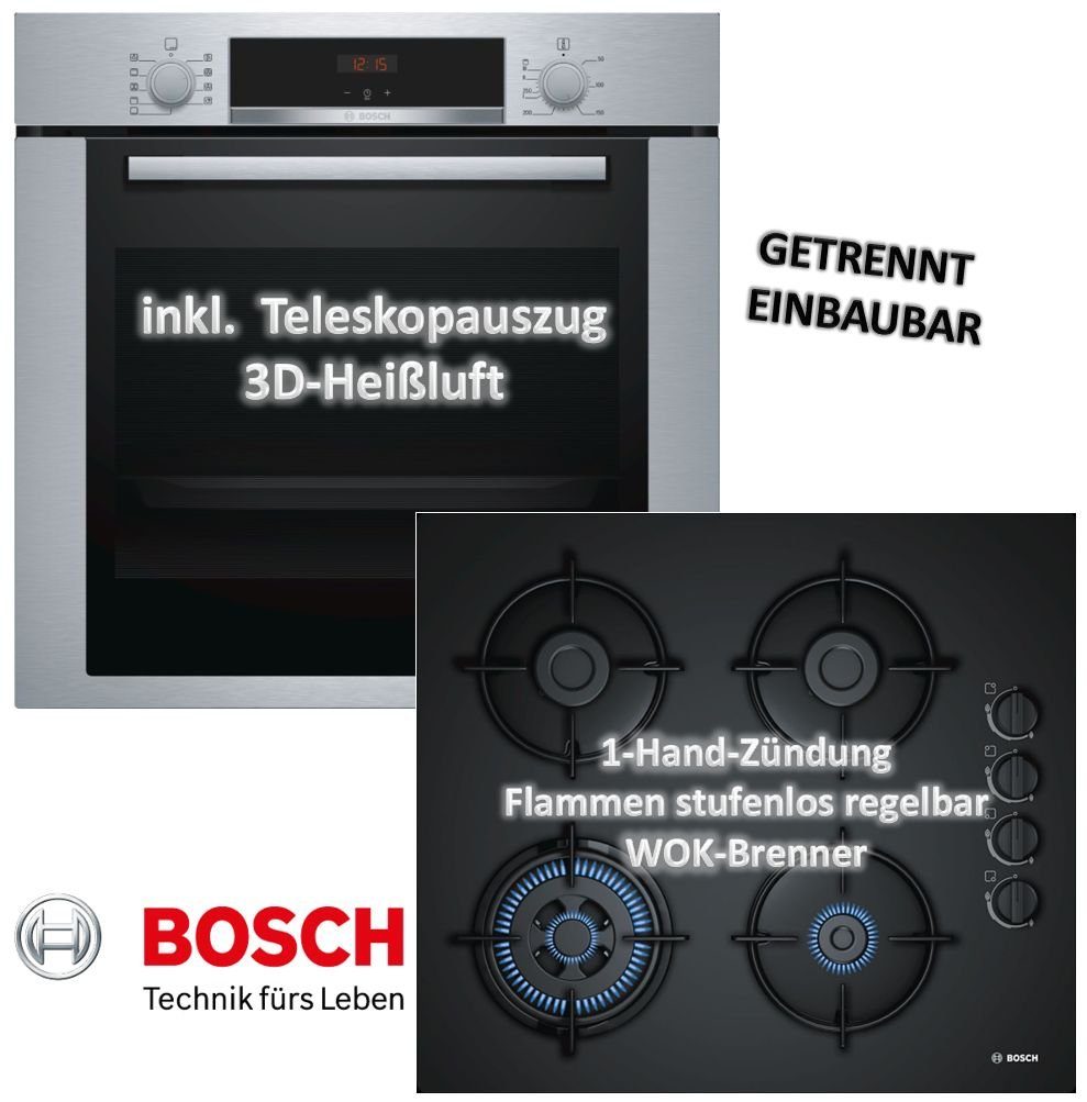 Beko Backofen Set bestehend aus Backofen 3D Heißluft Bosch Kochfeld Kochstelle 60cm 