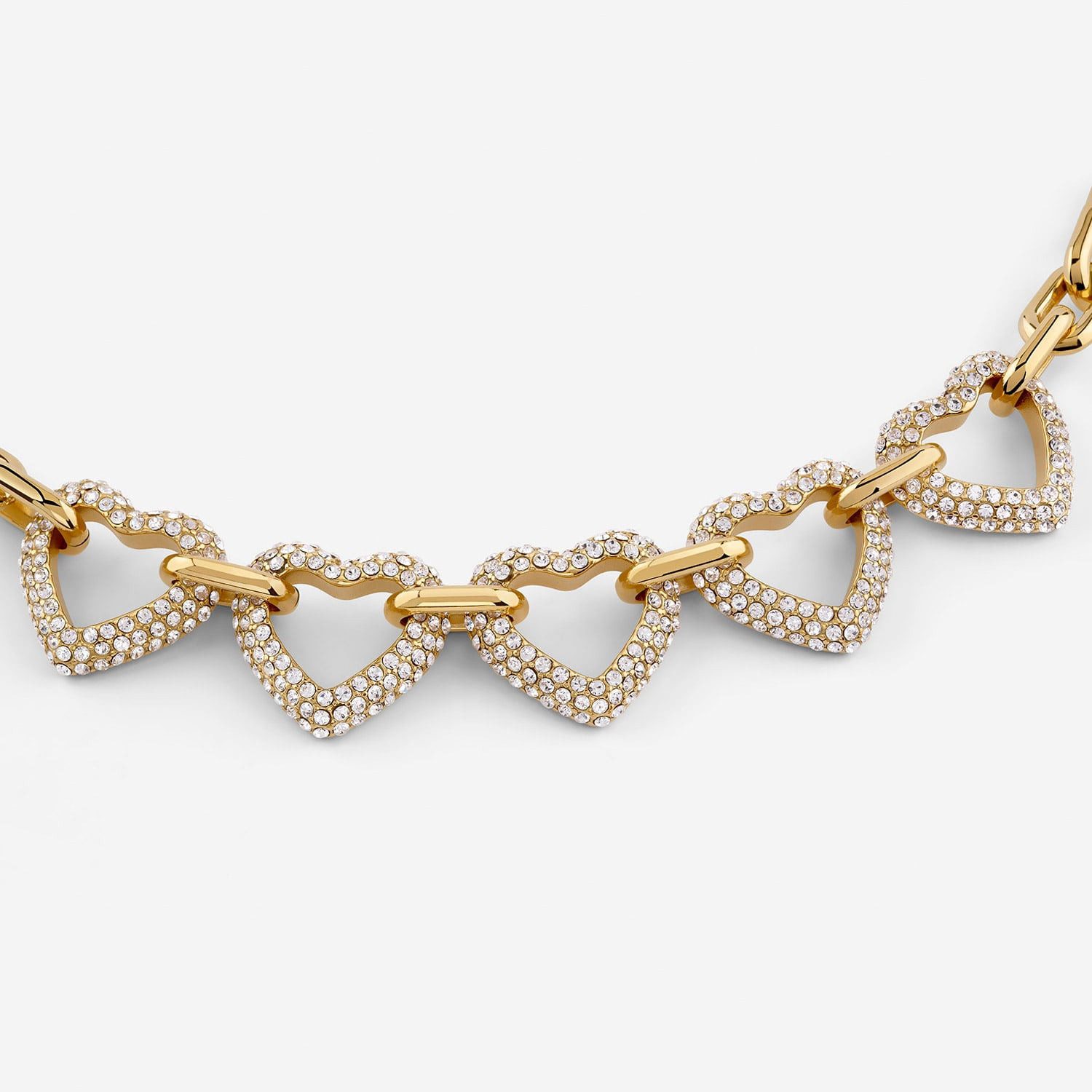 Guess Herzkette JUBN06010JWYGT/U, für Damen-Kette Multi Pavé Herzen Goldfarben