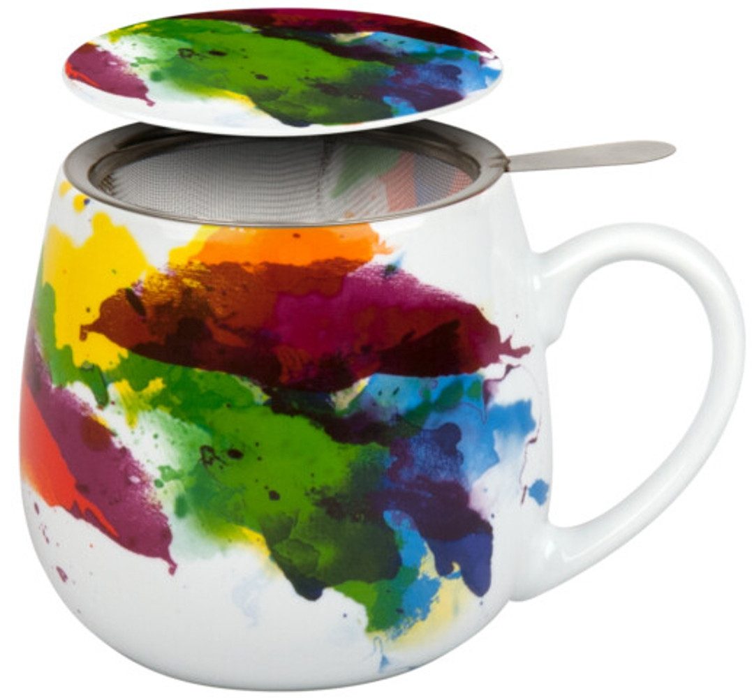 Könitz Tasse On Colour Kräuterteetasse mit Sieb und Deckel Porzellan 0,35 L