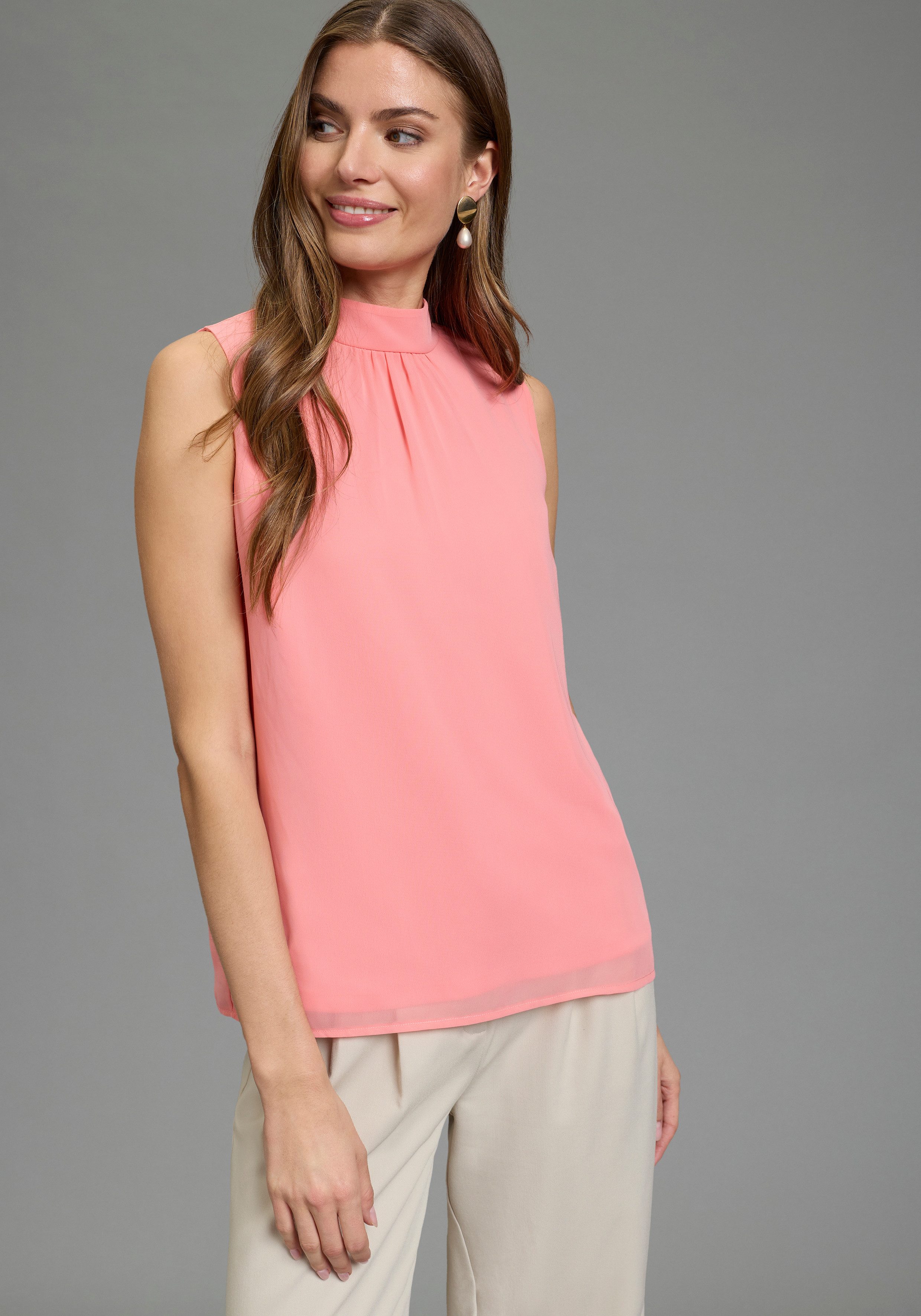 Laura Scott Chiffonbluse hoch geschlossener Ausschnitt mit Schleifen-Detail günstig online kaufen