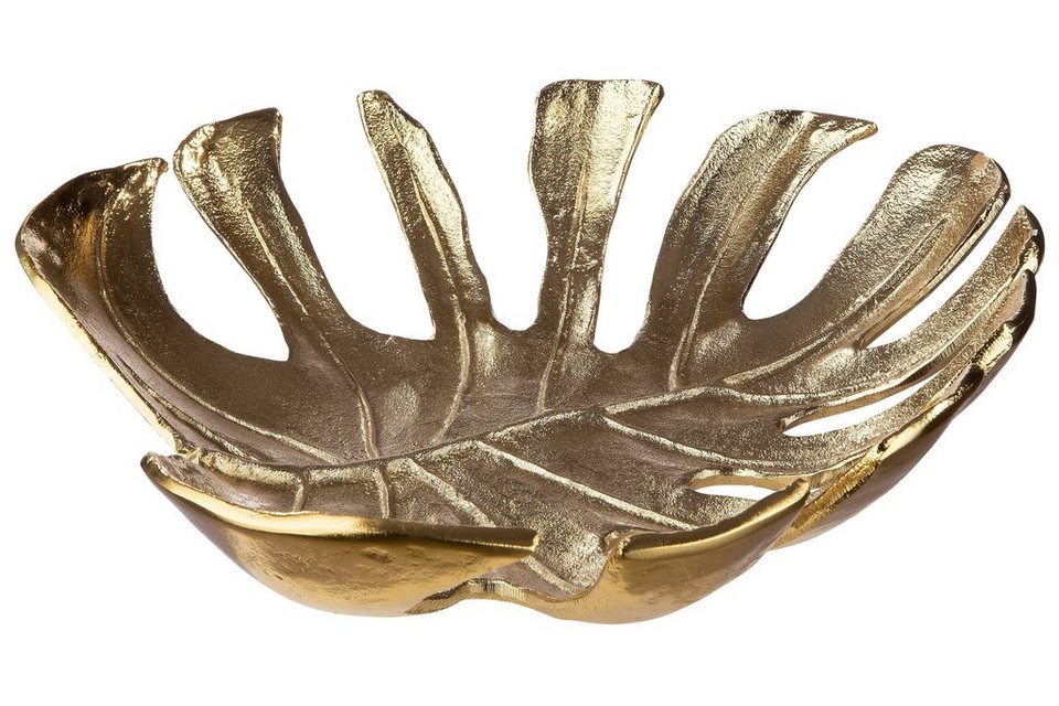 GILDE Dekotablett GILDE Schale Big Leaf - gold - H. 10cm x B. 46cm