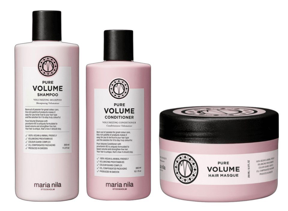 Maria Nila Haarpflege-Set Pure Volume Trio, Set, 3-tlg., Shampoo + Conditioner + Masque, gibt feinem Haar Volumen