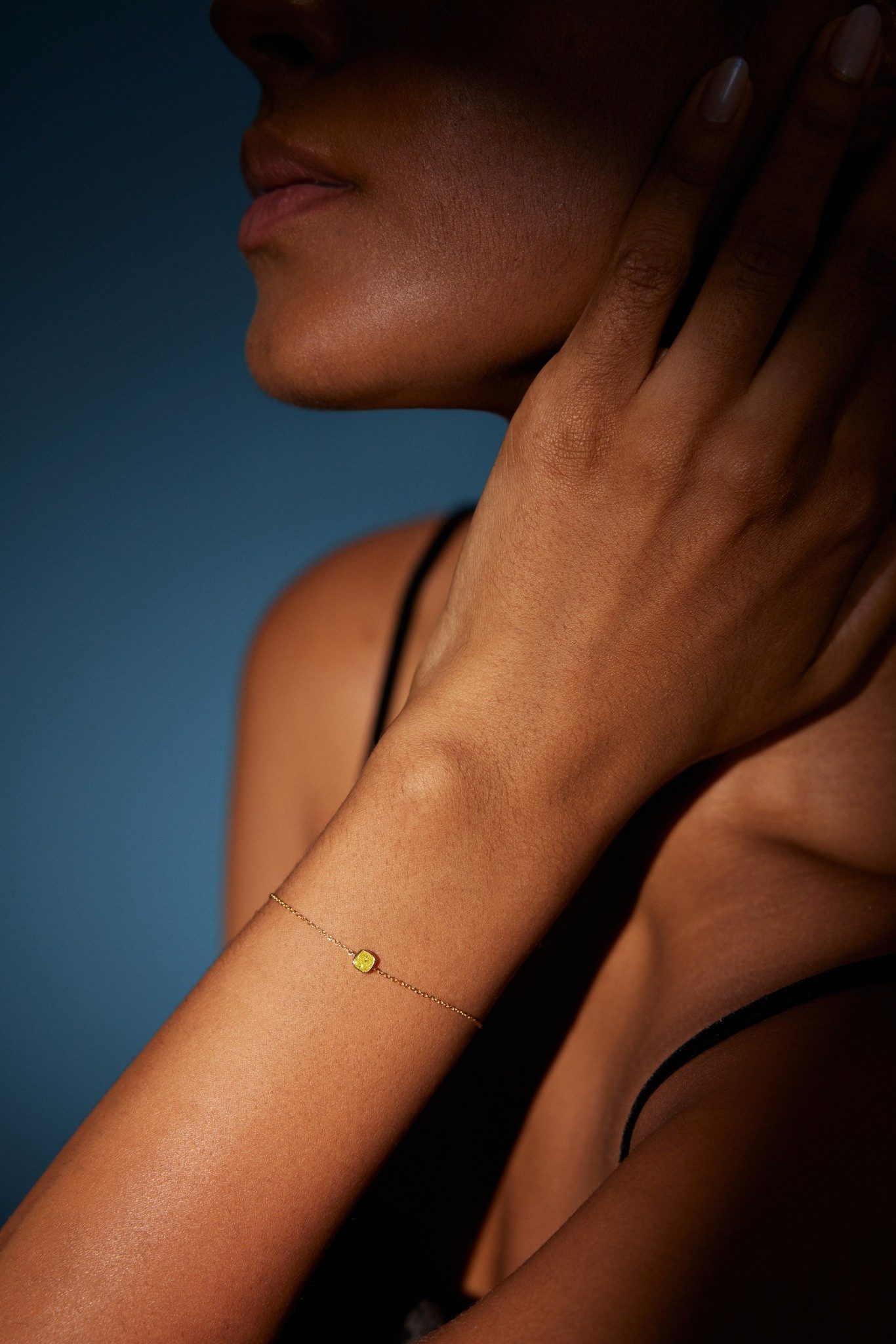 Sternvoll Goldarmband Fancy Yellow Diamant Armband, IGI-zertifiziert, Solitär, 18K Weißgold, Lünettenfassung