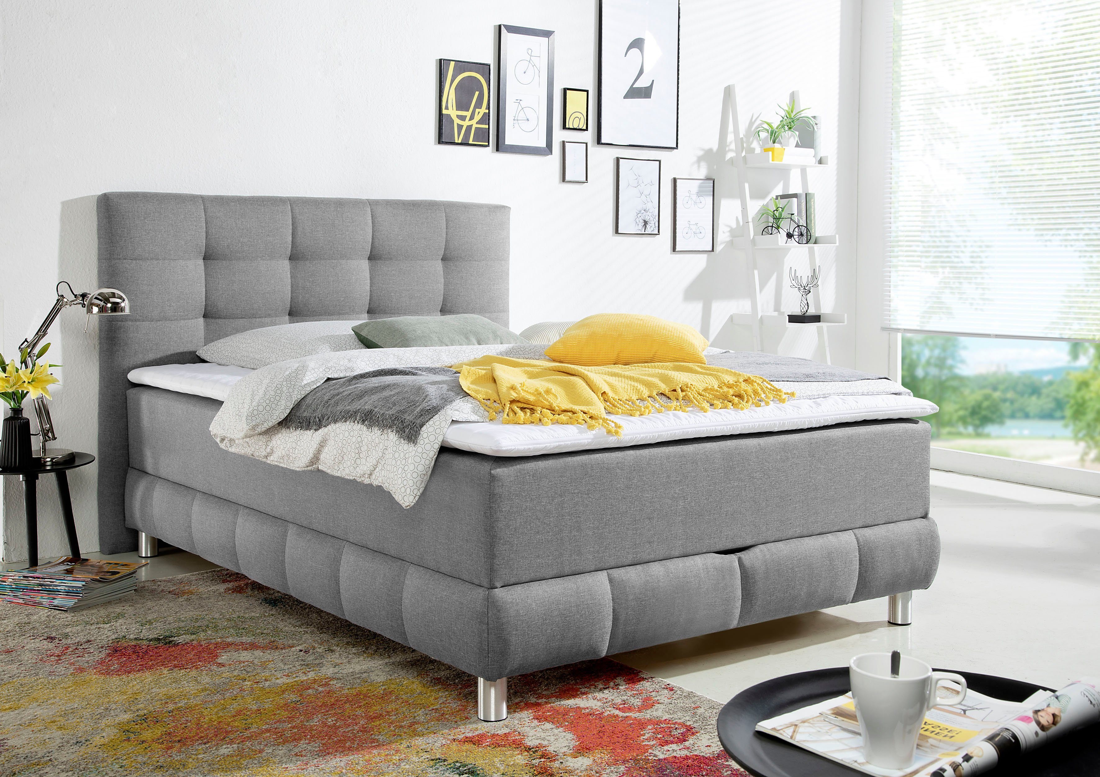 Home affaire Boxbett Vaasa, inkl. Bettkasten & Topper, XXL-Ausführung, Überlänge 220 cm
