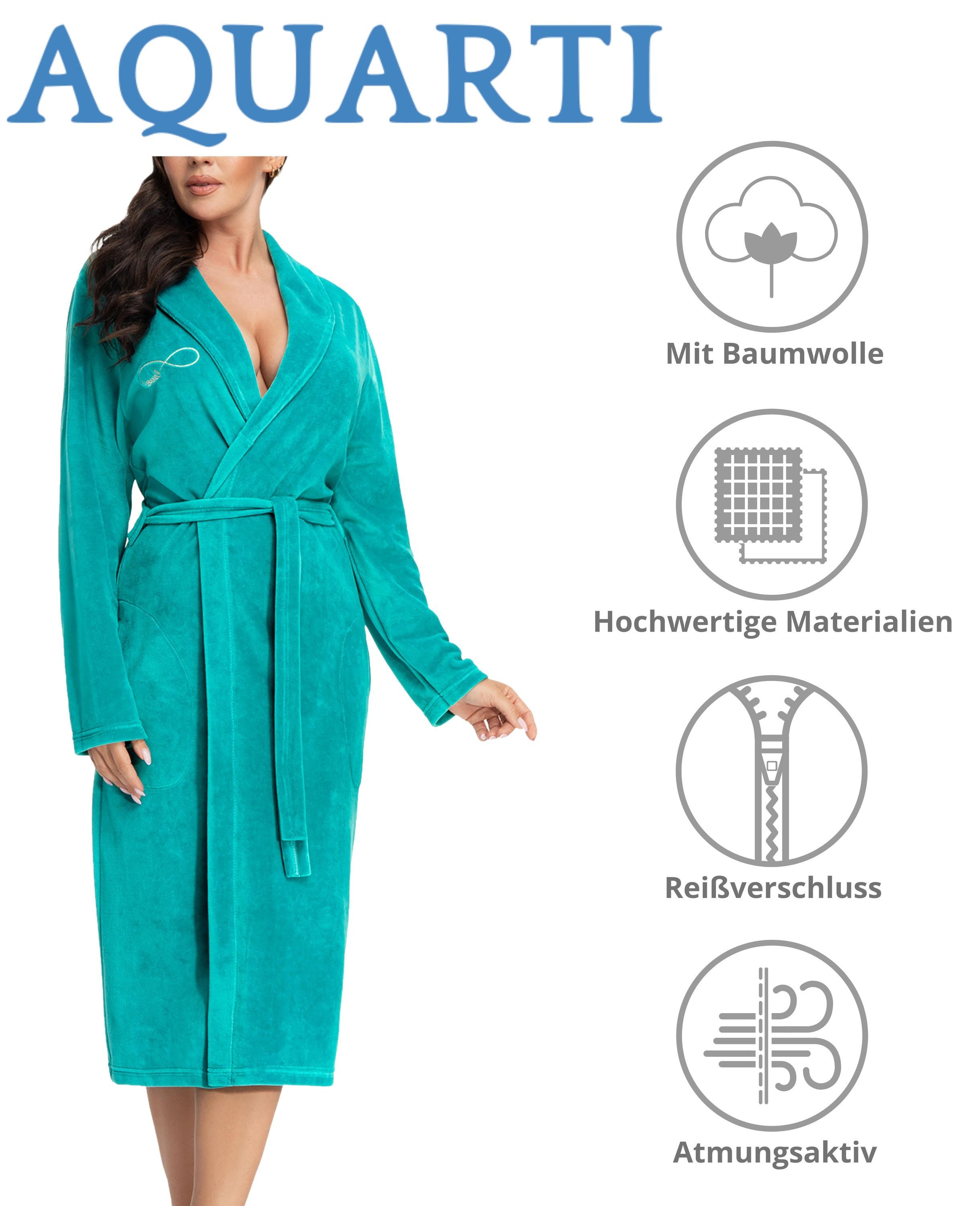 Aquarti Damenbademantel Aquarti Damen Morgenmantel aus Velours Bademantel m günstig online kaufen