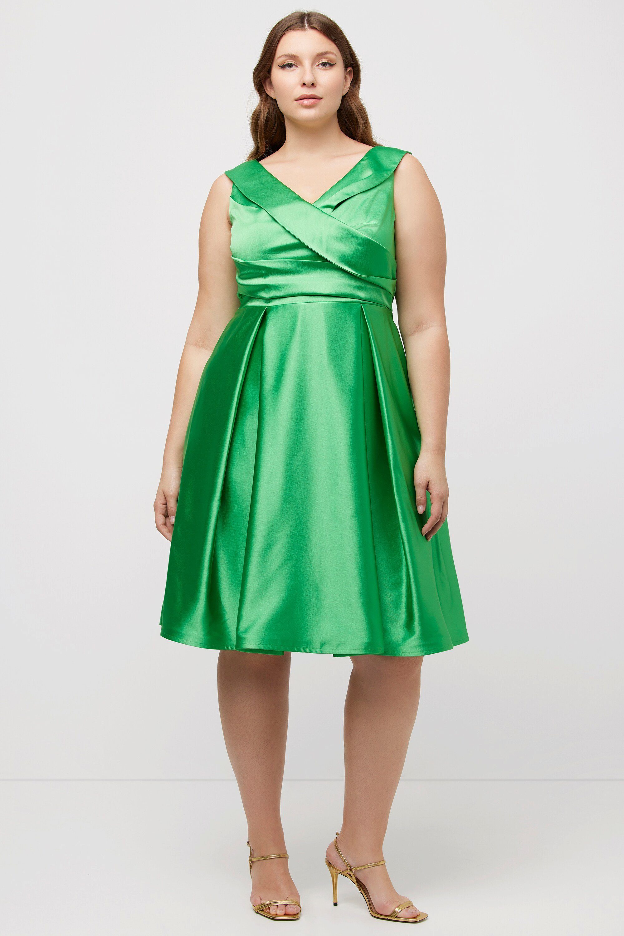 Cocktailkleid Abendkleid A-Linie drapiert V-Ausschnitt ärmellos