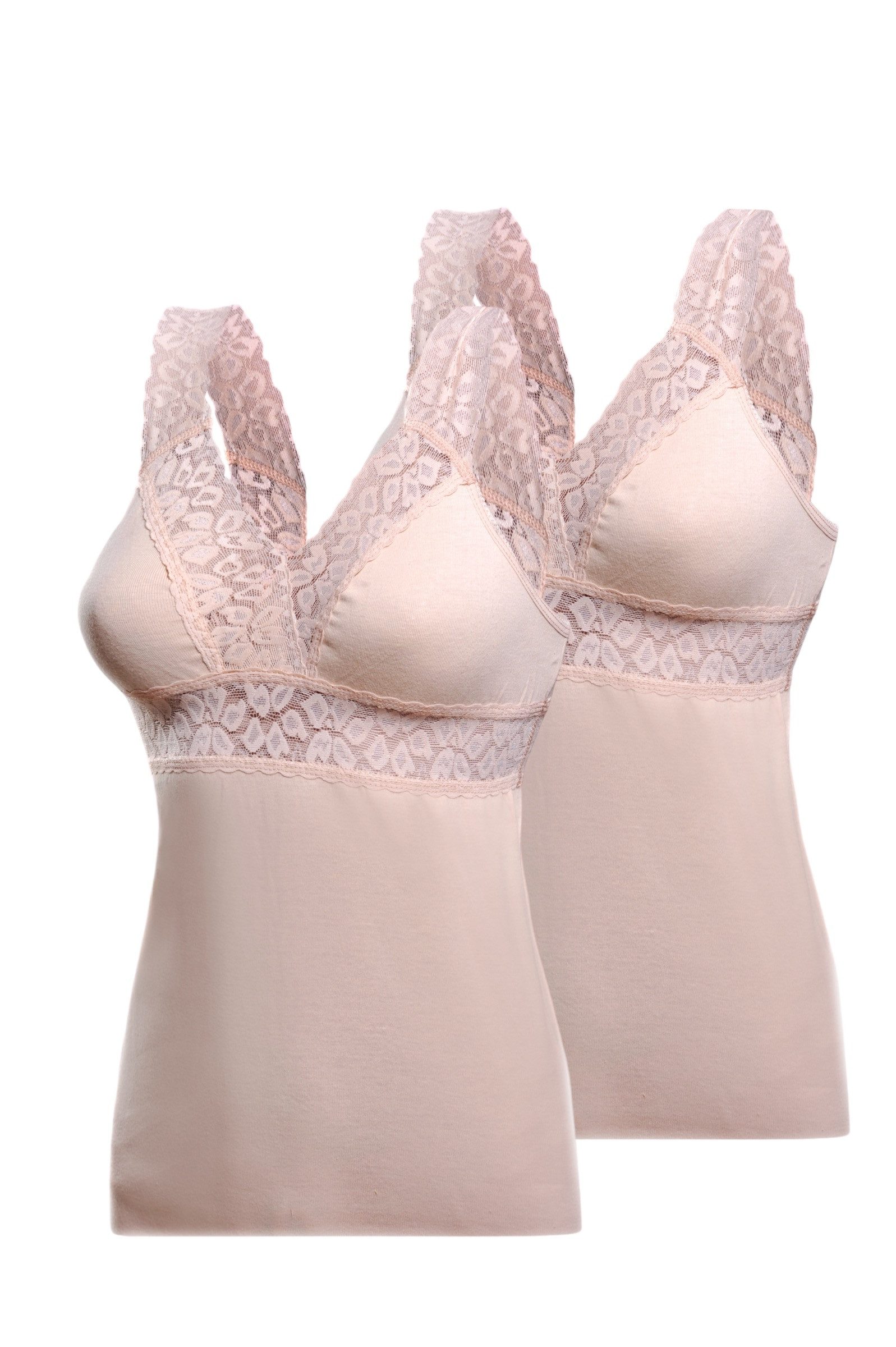 Toker Collection® Funktionsunterhemd Damen BH Hemd ohne Bügel mit weicher elastischer Spitze im 2er Pack (Packung, 2er Pack) aus reiner Baumwolle, mit elastischer Spitze