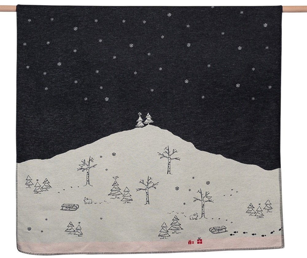 Wohndecke Luca 'ALPINE Magic Winter' 140 x 200 cm Anthrazit, DAVID FUSSENEGGER