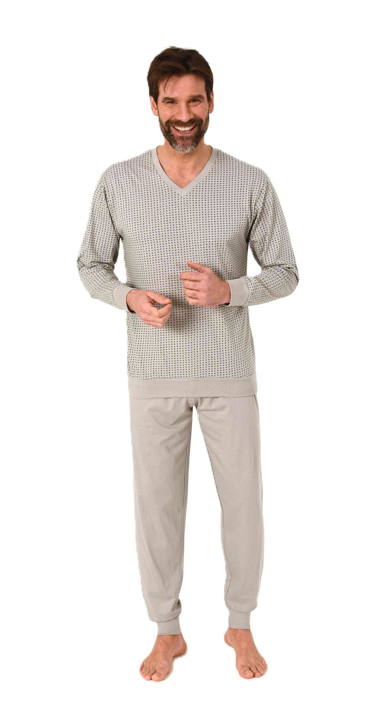 Normann Pyjama Normann Herren langarm Schlafanzug mit Bündchen in edler Opt günstig online kaufen