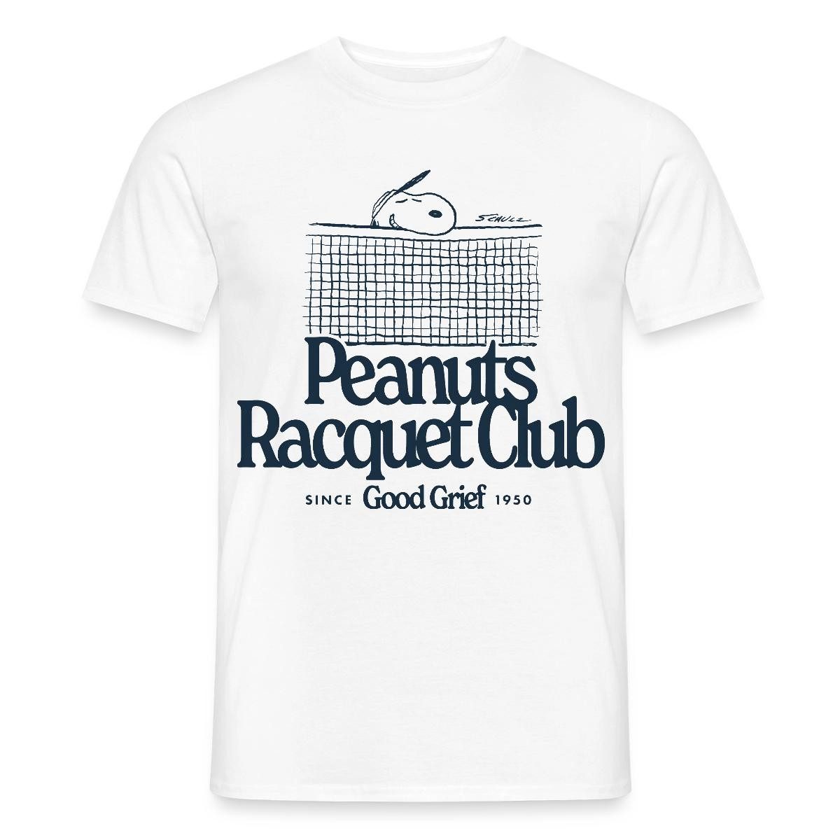Spreadshirt T-Shirt Peanuts Racquet Club Mit Snoopy Dunkel Männer T-Shirt (1-tlg)